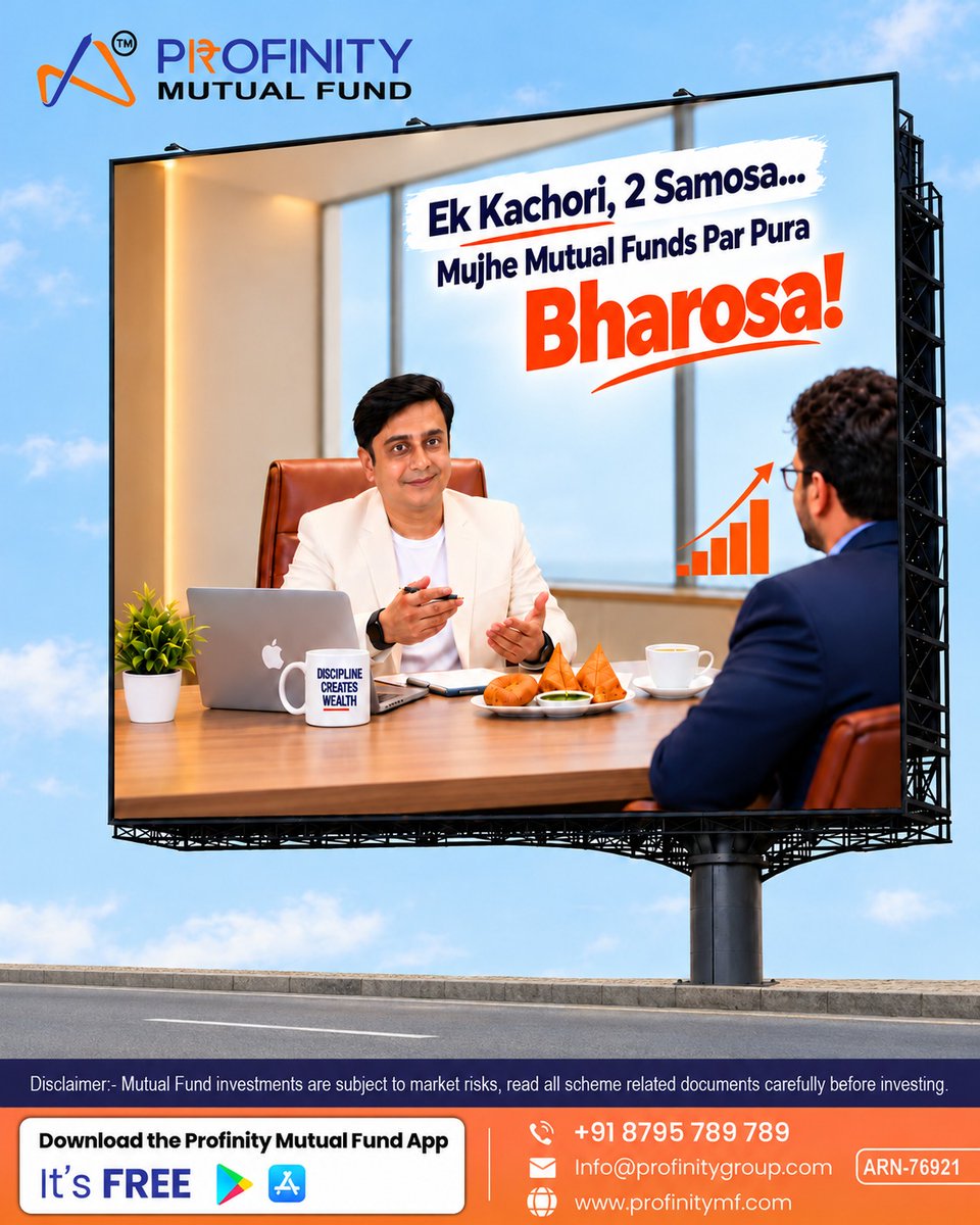 profinitymf's tweet photo. Ek Kachori, Do Samosa… Apke financial goals par thodi charcha!

Profinity Mutual Fund ke saath apni investment journey ko dein ek nayi disha.

📲 Download the Profinity Mutual Fund App.
📞 +91 8795 789 789
🌐 https://t.co/0ghK8AifZG

#MutualFunds #SIP https://t.co/QISwm1DfZU
