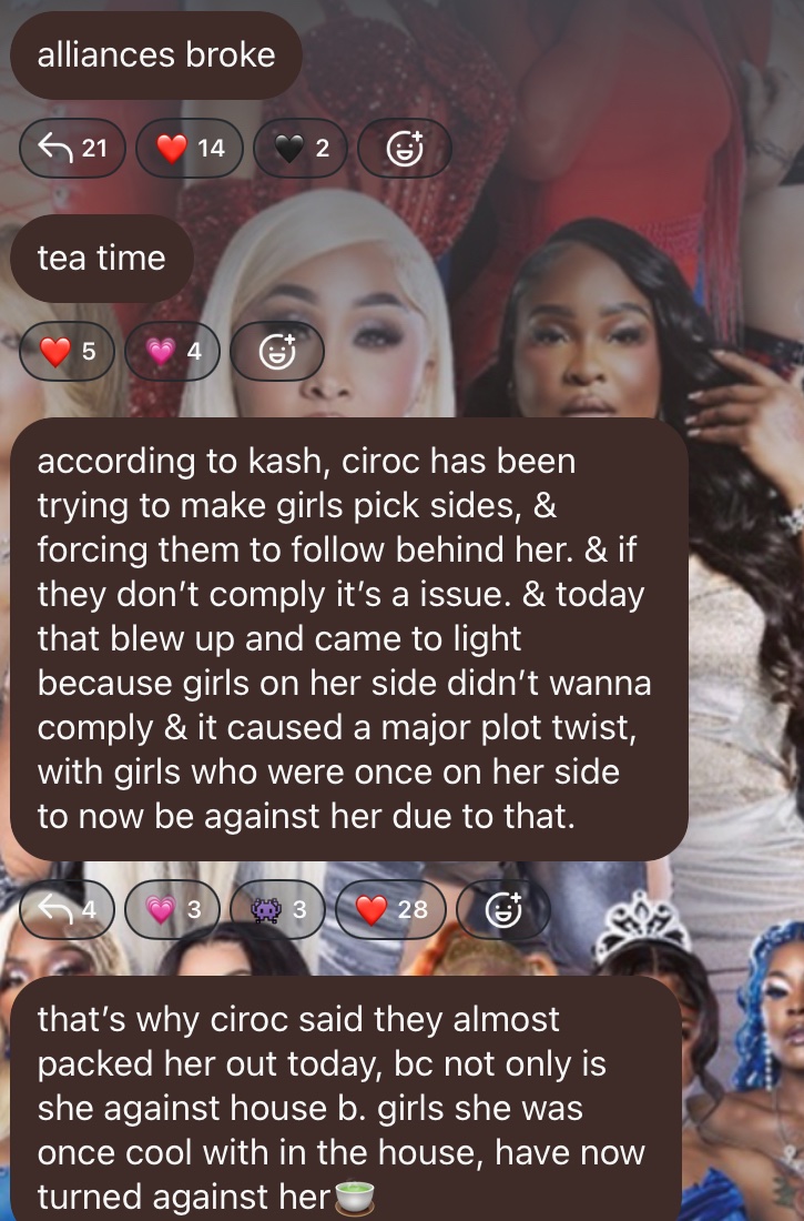 japblicks's tweet photo. Ciroc tried to form alliances and failed #BaddiesUsaChapterThree https://t.co/vgWbwcQVcW