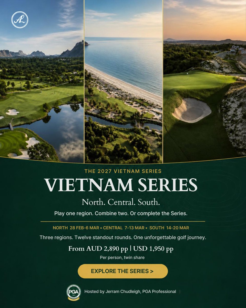 ezequieldepaul's tweet photo. THE 2027 VIETNAM SERIES
Three regions. Twelve standout rounds. One unforgettable golf journey. Join ASEAN LINKS across Hanoi, Central Vietnam, Ho Chi Minh City and Hồ Tràm for one week or the complete North-to-South Series. https://t.co/XtktCzFXAy