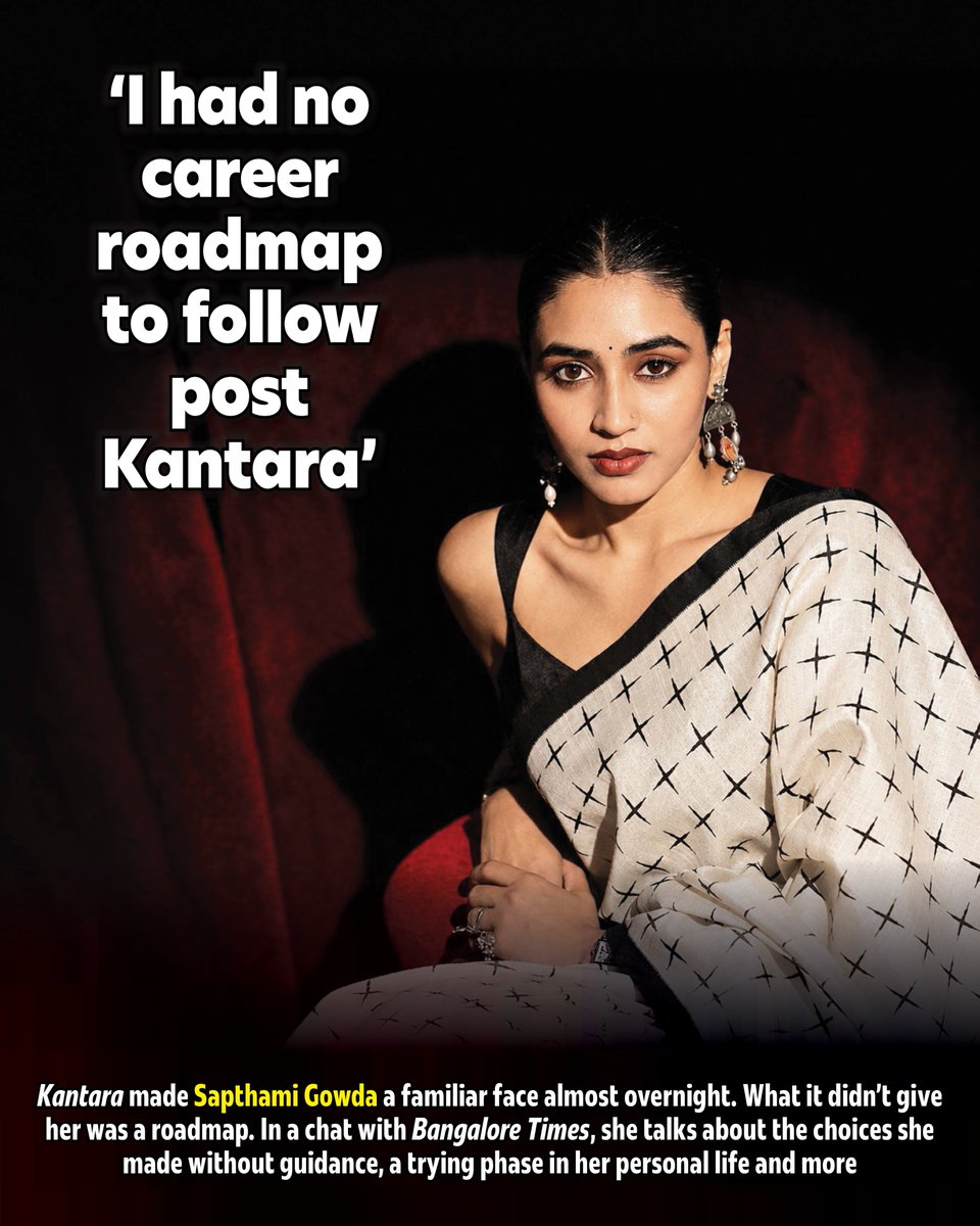 BangaloreTimes1's tweet photo. #Kantara made #SapthamiGowda a familiar face almost overnight. What it didn’t give her was a roadmap. Four years on, she looks back at the film’s success with gratitude and a touch of regret. 

Read full article here: https://t.co/7P3BOYCthI 

#KannadaCinema #KFI #Trending https://t.co/X1wSkb27bU