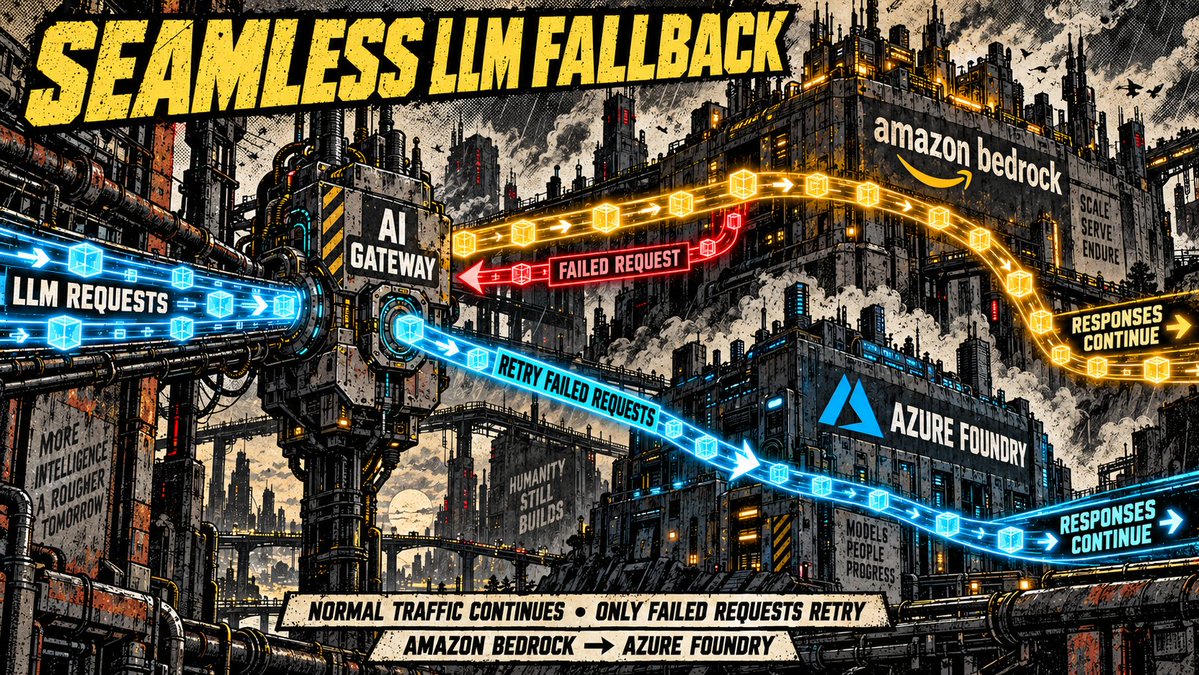 conoro's tweet photo. Now that Azure Foundry and AWS Bedrock have some common models, doing seamless fallbacks across vendors using an LLM proxy like Bifrost or LiteLLM is a no-brainer.

One solution for a customer had 25 Bedrock errors yesterday. But it saw none as all were caught by fallback model. https://t.co/VxSwhnzaJu