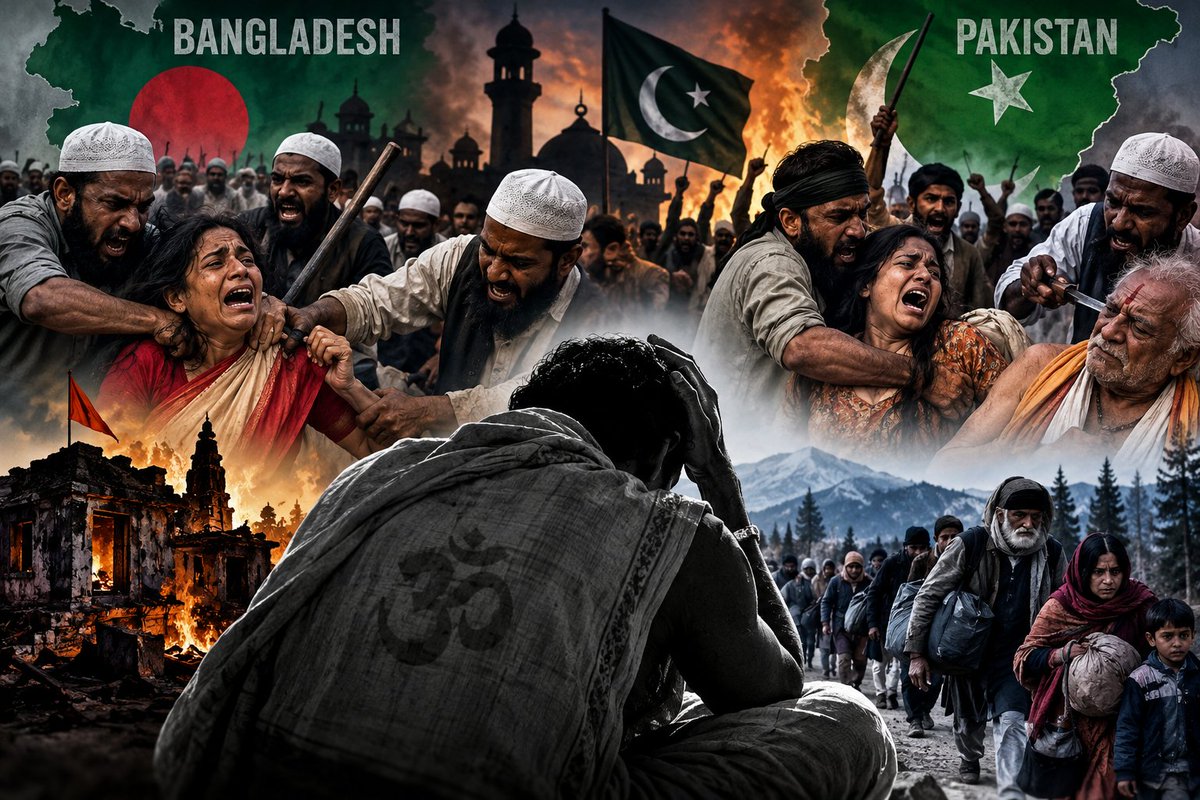 RealBababanaras's tweet photo. Don't forget, when Islamists massacred, raped, and beat Hindus in Bangladesh and Pakistan, they didn't ask about your caste, language, or colour.

They just checked whether you were a Muslim or not &amp; then finished their job

Being a Kashmiri Pandit, I would suggest you,wake up. https://t.co/yv5mZXx3ie