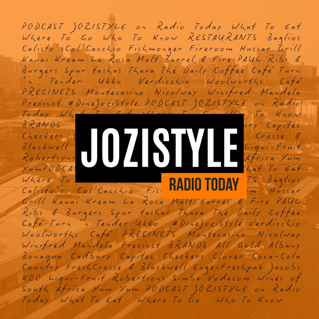 JoziStyle's tweet photo. JOZISTYLE on Spotify 

20 Restaurants, 20 Brands &amp; 10 Foodie Trends

#DINEJOZISTYLE #RadioToday @DStv 869

https://t.co/FxjjRfrzuh https://t.co/fPUmjtFo7P
