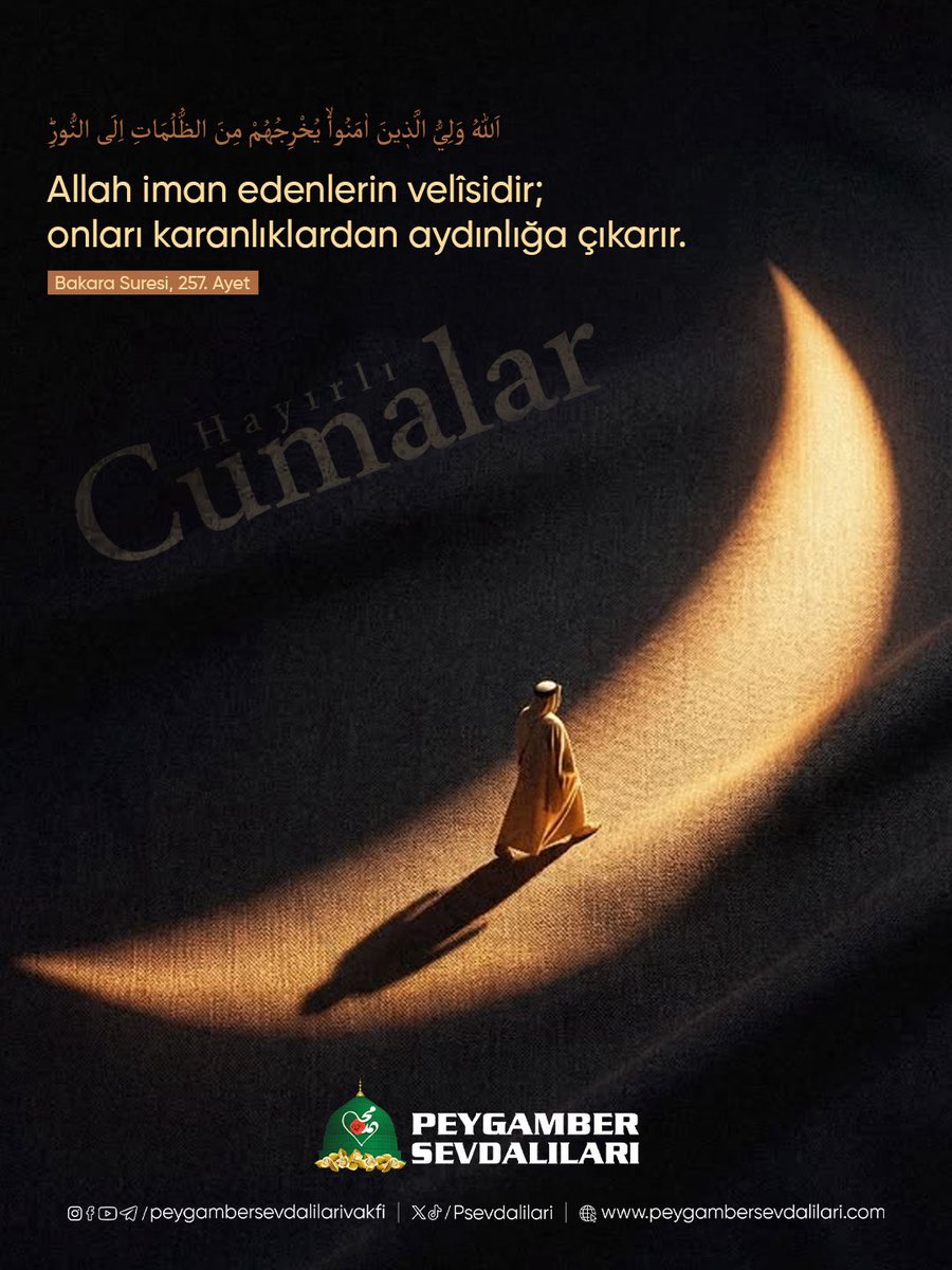 PSevdalilari's tweet photo. Allah iman edenlerin velîsidir; onları karanlıklardan aydınlığa çıkarır.

Bakara Suresi, 257. Ayet

#HayırlıCumalar https://t.co/RveuhWX35K