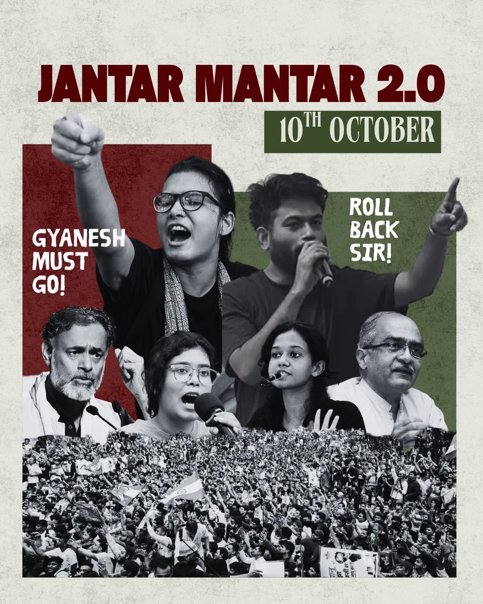 neha_aisa's tweet photo. Jantar Mantar 2.0
October 10

Gyanesh we're coming for you!

Rollback the SIR! https://t.co/p0PeOXijIx