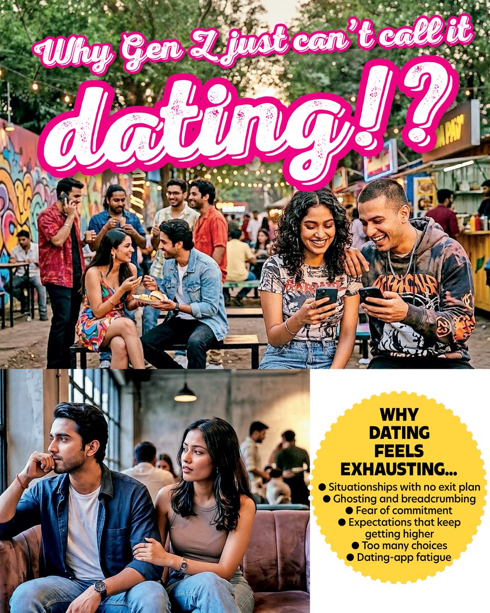 BangaloreTimes1's tweet photo. #Dating can mean a date, a few weeks of texting, being exclusive — or simply seeing where things go. Somewhere between situationships, ghosting and endless swiping, even the definition of a relationship seems up for negotiation.

Read here: https://t.co/PjTZ0b2wdj 

#GenZ https://t.co/hbEFqmWXFP