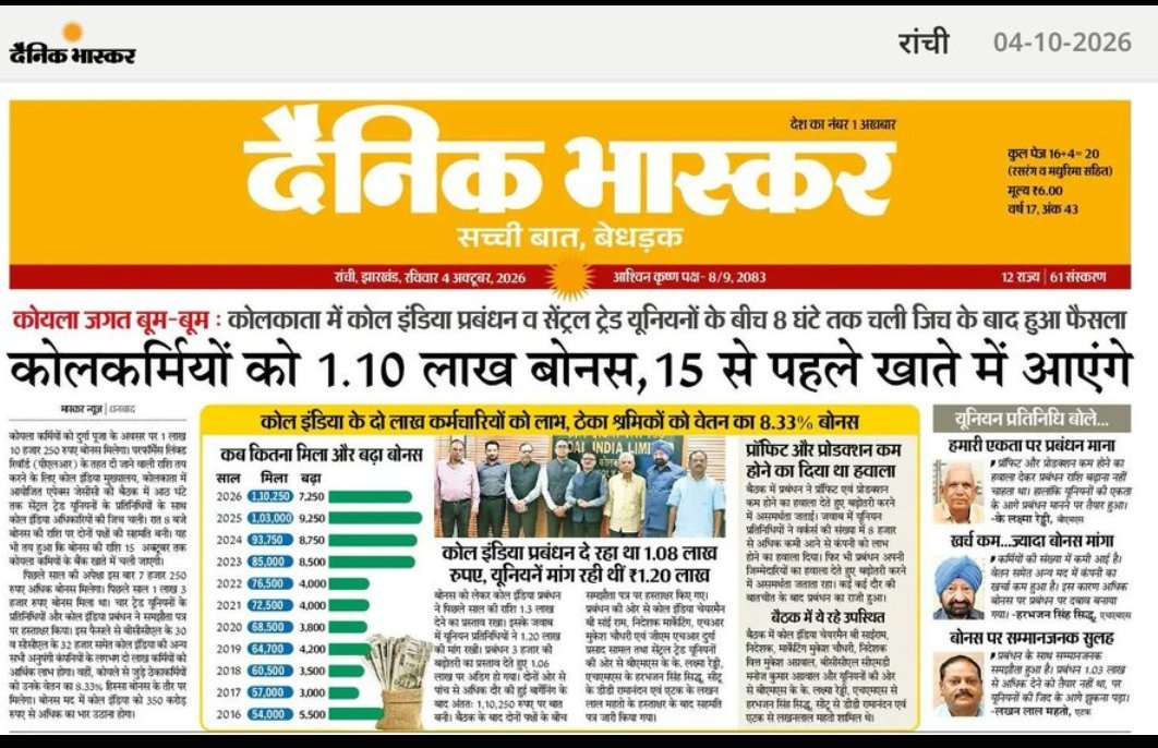 MKumar455041's tweet photo. महोदय, रेलवे कर्मचारियों की मेहनत से 12 वर्षों में रेलवे का राजस्व ₹1.64 लाख करोड़ से बढ़कर ₹2.74 लाख करोड़ हो गया, लेकिन बोनस मात्र ₹17,951!
महोदय मेहनत का सम्मान करो, ₹46,159 बोनस दो!
#RailwayBonus46159 @RailMinIndia @AshwiniVaishnaw @PMOIndia @PIB_India @RahulGandhi https://t.co/iDXi9YuAOw