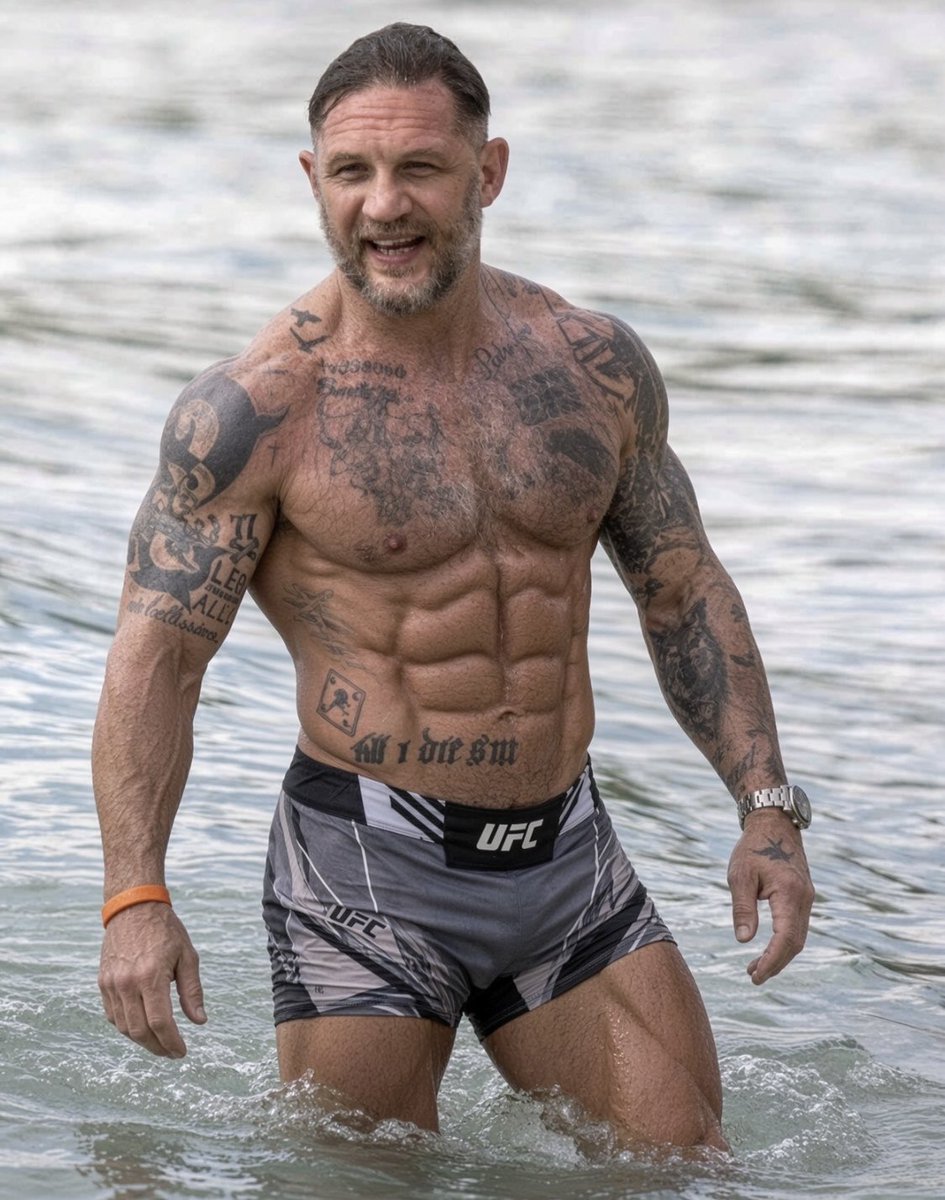 _pra__ise's tweet photo. Tom Hardy enjoying a shirtless day on the beach in Barbados Just shared a photo of his new look😳😳 WOW https://t.co/lJ0e7bJmUv