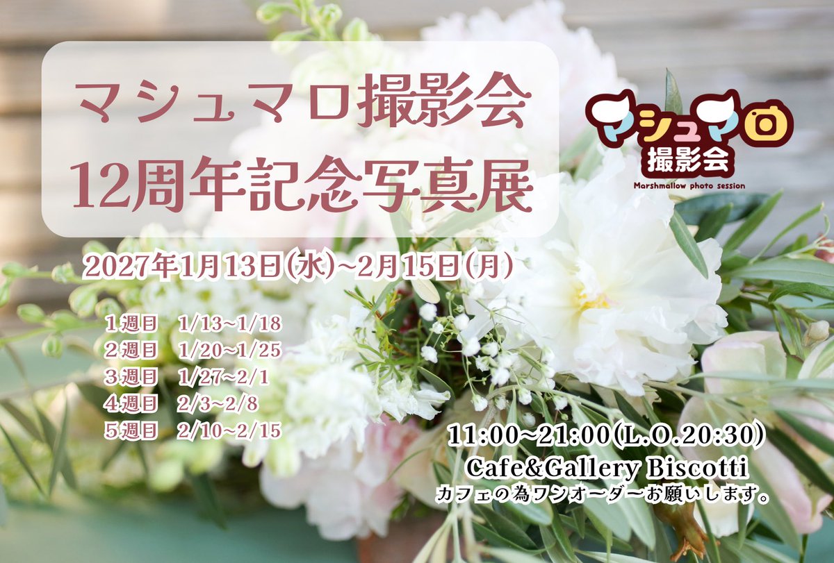 Biscotti_0806's tweet photo. 【ただいま募集中の展示】

★10/14~19
マシュマロ公募
 #ニューフェイス展13

★11/4~9
マシュマロ公募
 #宵伽うゆ展2 @uyu_yoitogi 

★2027年1/13~2/15
5週連続
 #マシュマロ撮影会12周年写真展

▽募集URL
https://t.co/yQaCeAGuYV

素敵な作品お待ちしております！ https://t.co/GwvlacJoLX