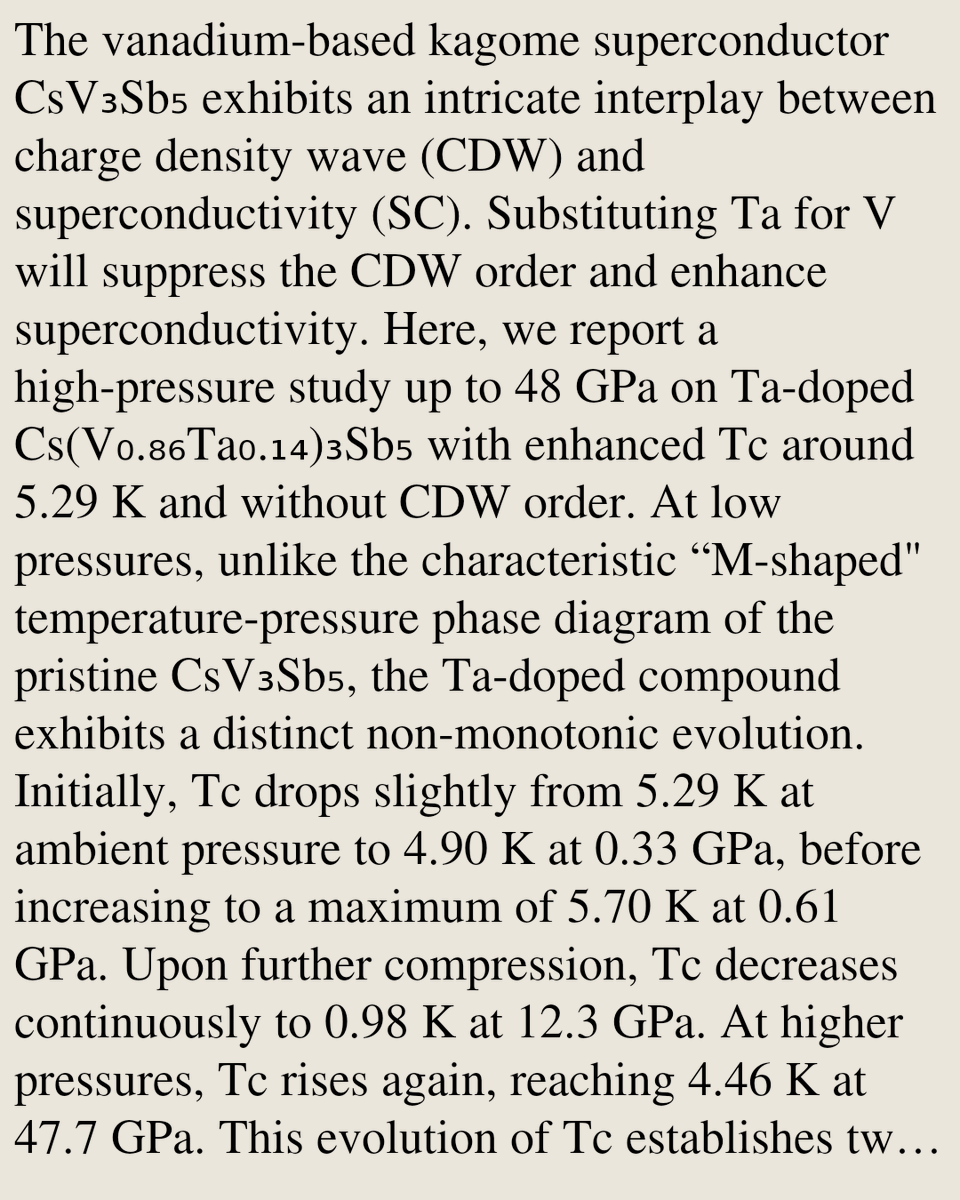 VTWG's tweet photo. Pressure-induced double-dome superconductivity in doped kagome metal Cs(V0.86Ta0.14)3Sb5 without charge density wave

Haochen Sun, Jing Wang, Deng Hu, …
https://t.co/YG5WoaiNqF [𝚌𝚘𝚗𝚍-𝚖𝚊𝚝.𝚜𝚞𝚙𝚛-𝚌𝚘𝚗 𝚌𝚘𝚗𝚍-𝚖𝚊𝚝.𝚖𝚝𝚛𝚕-𝚜𝚌𝚒 𝚌𝚘𝚗𝚍-𝚖𝚊𝚝.𝚜𝚝𝚛-𝚎𝚕] https://t.co/NPI3l3NGFN