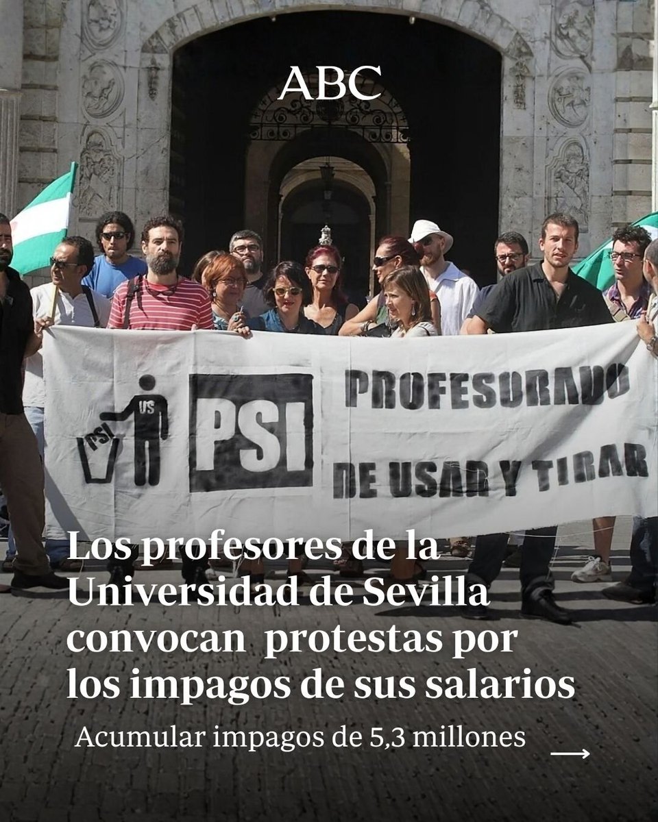 abcdesevilla's tweet photo. 🎓 Los profesores de la Universidad de Sevilla convocan movilizaciones y protestas por los impagos de sus salarios

Califican la gestión de Miguel Ángel Castro y Carmen Vargas como «irresponsable»

✍🏻 Jaime Parejo

📍https://t.co/3YVGD3rDwB https://t.co/5esocGynGf