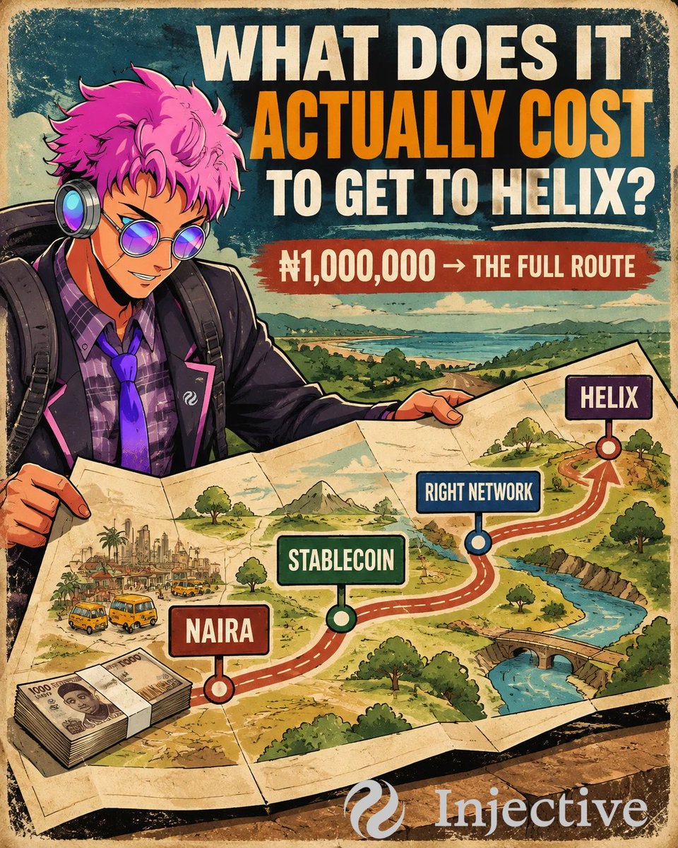 lukeprotocol's tweet photo. Tunde dey Lagos. He get ₦1,000,000 and he wan trade for Helix, one trading platform wey dey built on Injective.

But most of the money wey fit disappear, and most wahala wey fit happen, dey happen before he even reach Helix.

Make we follow the journey step by step. 🧵 https://t.co/Dje90OsqCx