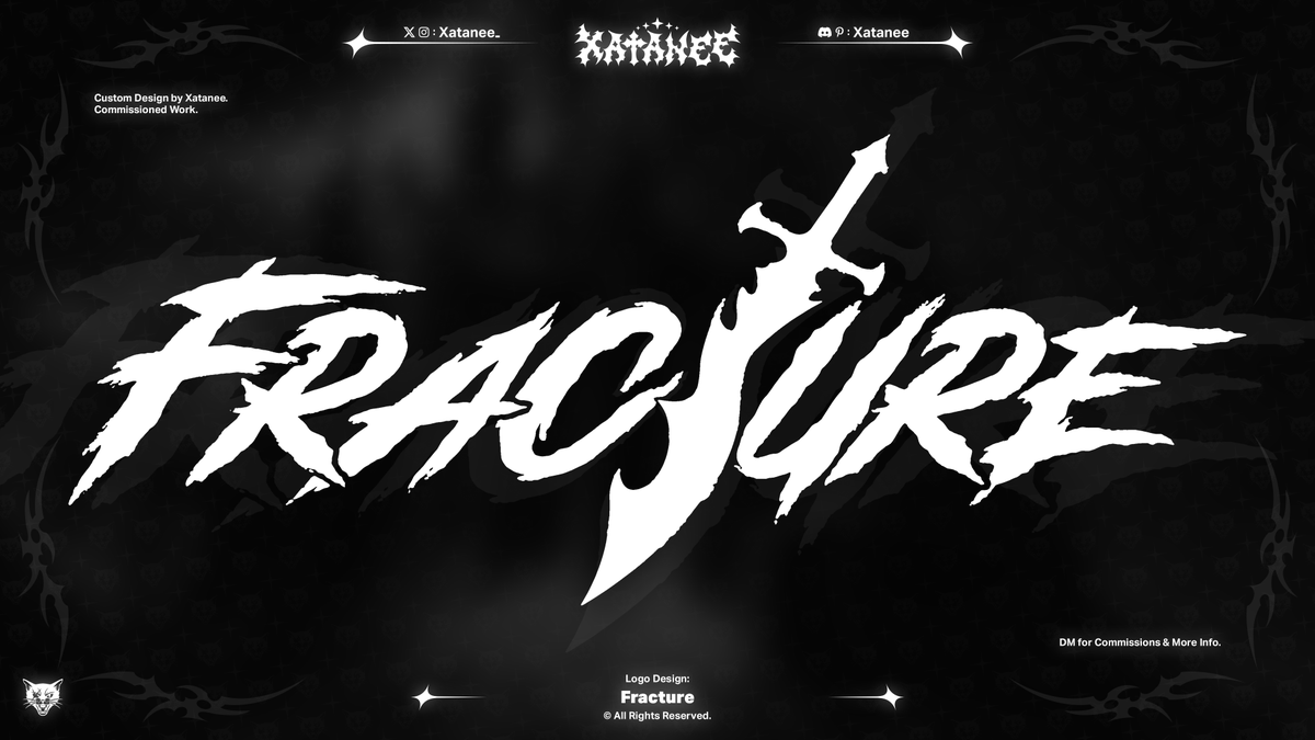 Xatanee_'s tweet photo. Fracture ✦ Custom Logo Design Commission for
@sixrin_
Contact -
✦ Discord : Xatanee
#Roblox | #RobloxGFX | #RobloxDev | #RobloxArt | #RobloxLogo | #LogoDesign https://t.co/IASrmNm7CZ