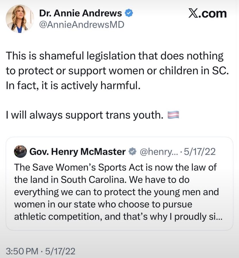 AnotherSorryGuy's tweet photo. This is all you need to see to show you that Annie Andrews has no business representing the Voters of SC. We do not need a Leftist Representing our State. We wil not be dragged back into Woke.
@SCGOP #AnnieAndrews #Darline @thestate @postandcourier @PCColumbia @sunnewstamil https://t.co/ozlmjB6vwA