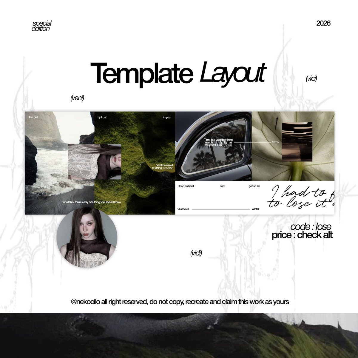 nekocilo's tweet photo. HELP RT PLEASE!!

hi aku bawa 7 template layout ipv yang bisa ditake sekarang, boleh langsung dm / chat tele aku ya kalo berminat, untuk price boleh check alt, makasih 🤍

#zonauang #bealanjaㅤ https://t.co/qKeo2OB4Ez