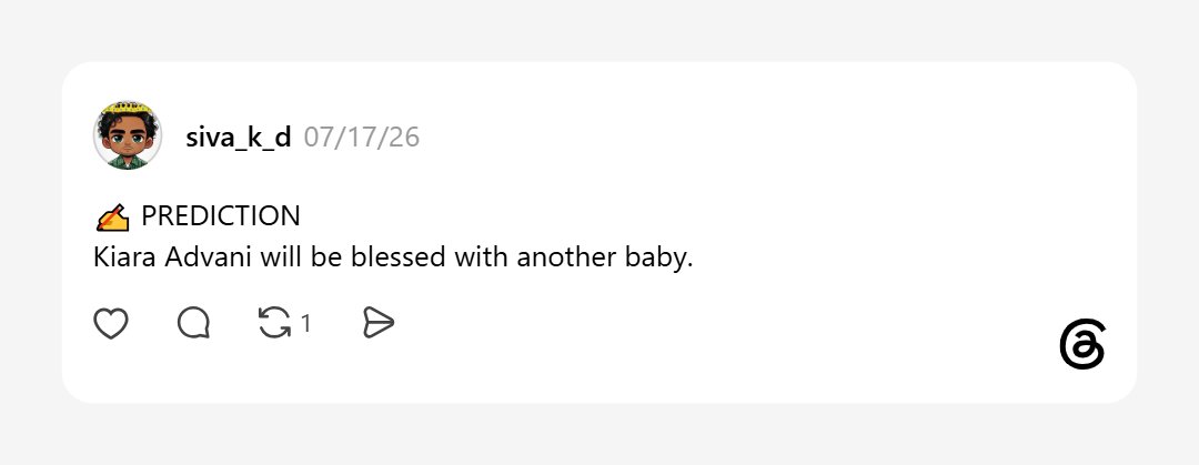 SIVA_K_D_'s tweet photo. Predicted Sid and Kiara will be blessed with another baby. Prediction was made on threads.

Jai Venkateswara Swamy

#kiara https://t.co/NxYDaT4Wcs