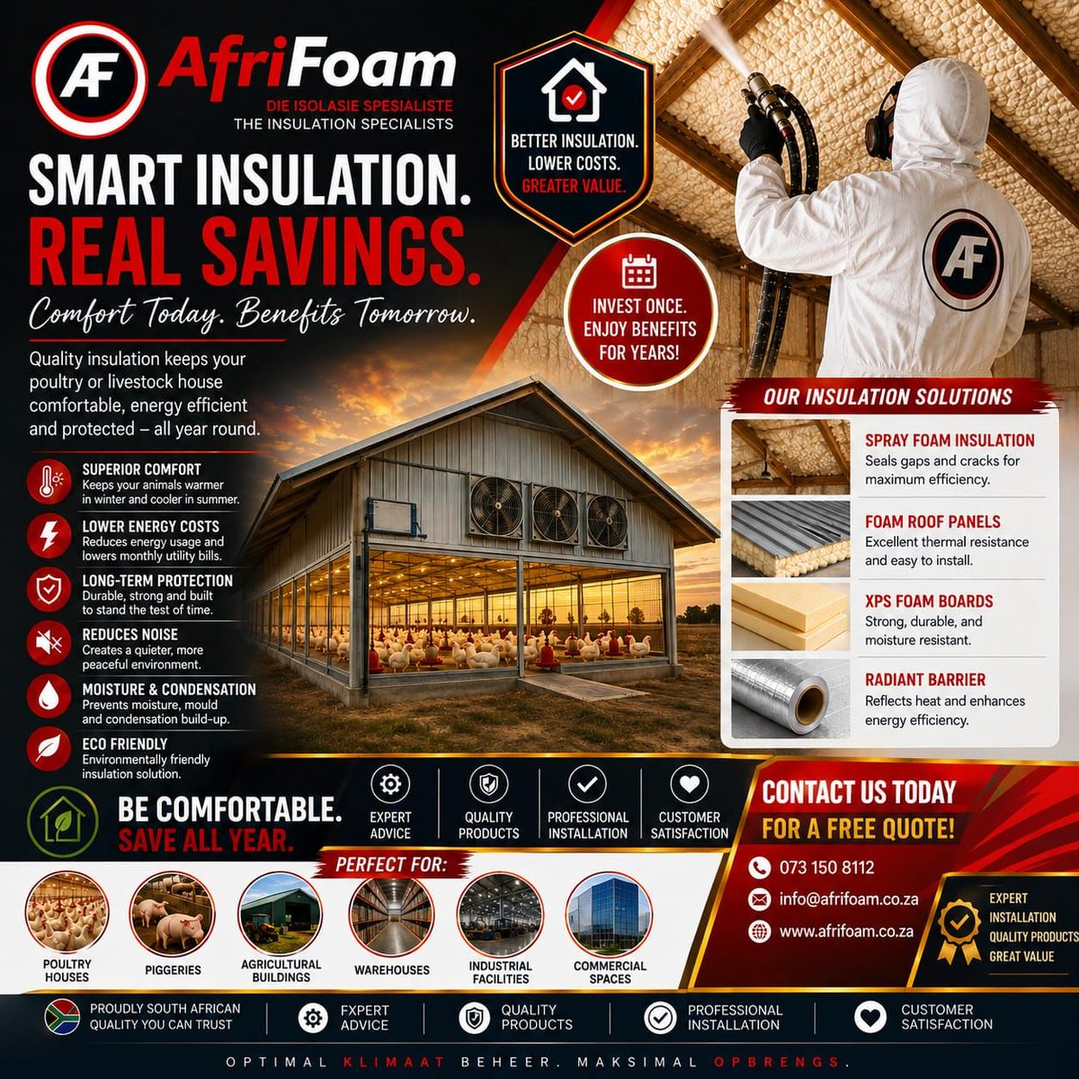 allin1ads's tweet photo. Insulate today. Save for years! 🏠🔥 Enjoy better comfort, lower energy costs and lasting protection with AfriFoam. Get your FREE quote today! 📞

https://t.co/RfuAxrHcIA

#AfriFoam #InsulationSpecialists #EnergySaving #SprayFoamInsulation #FreeQuote https://t.co/47veoVZ399