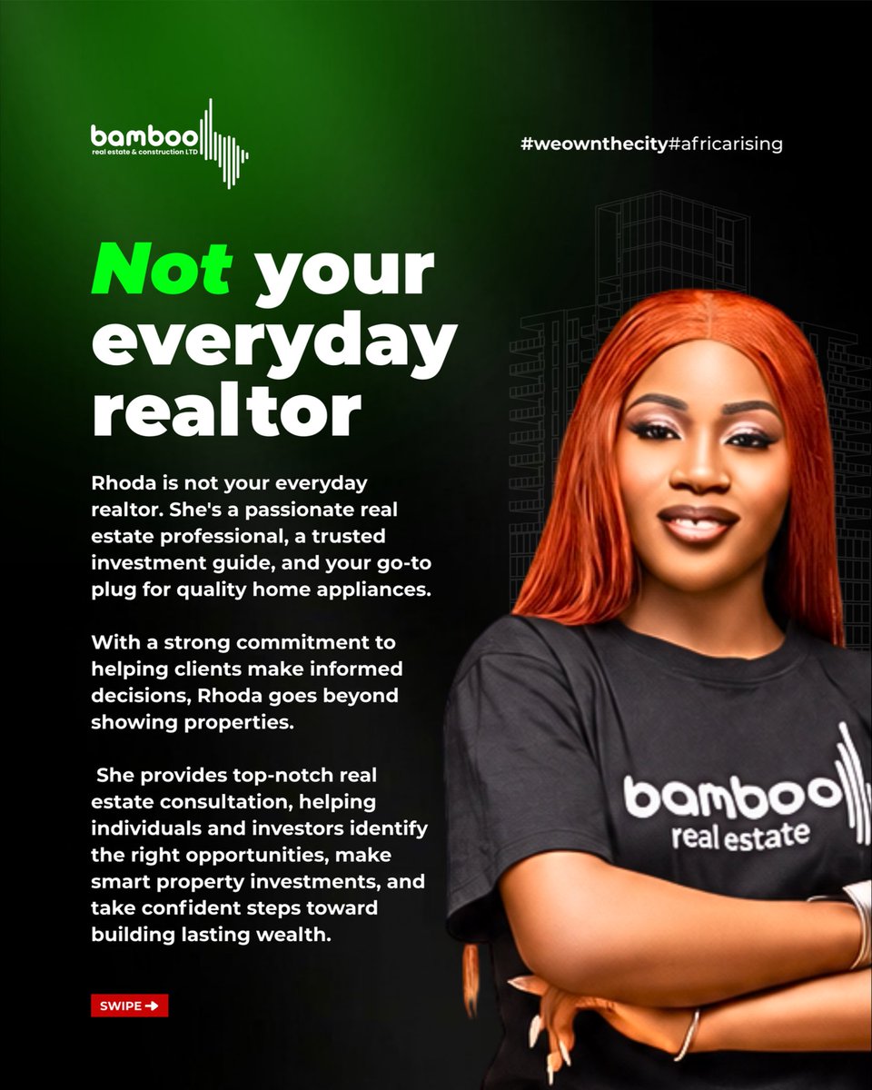 bamboogroup_'s tweet photo. Let this be your reminder: you don't have to remain limited to what you already know. 

Meet Rhoda Nwiakere, a bamboo Realtor and Sales Consultant whose expertise goes beyond property sales into home appliances. https://t.co/2zpyHpCmKX