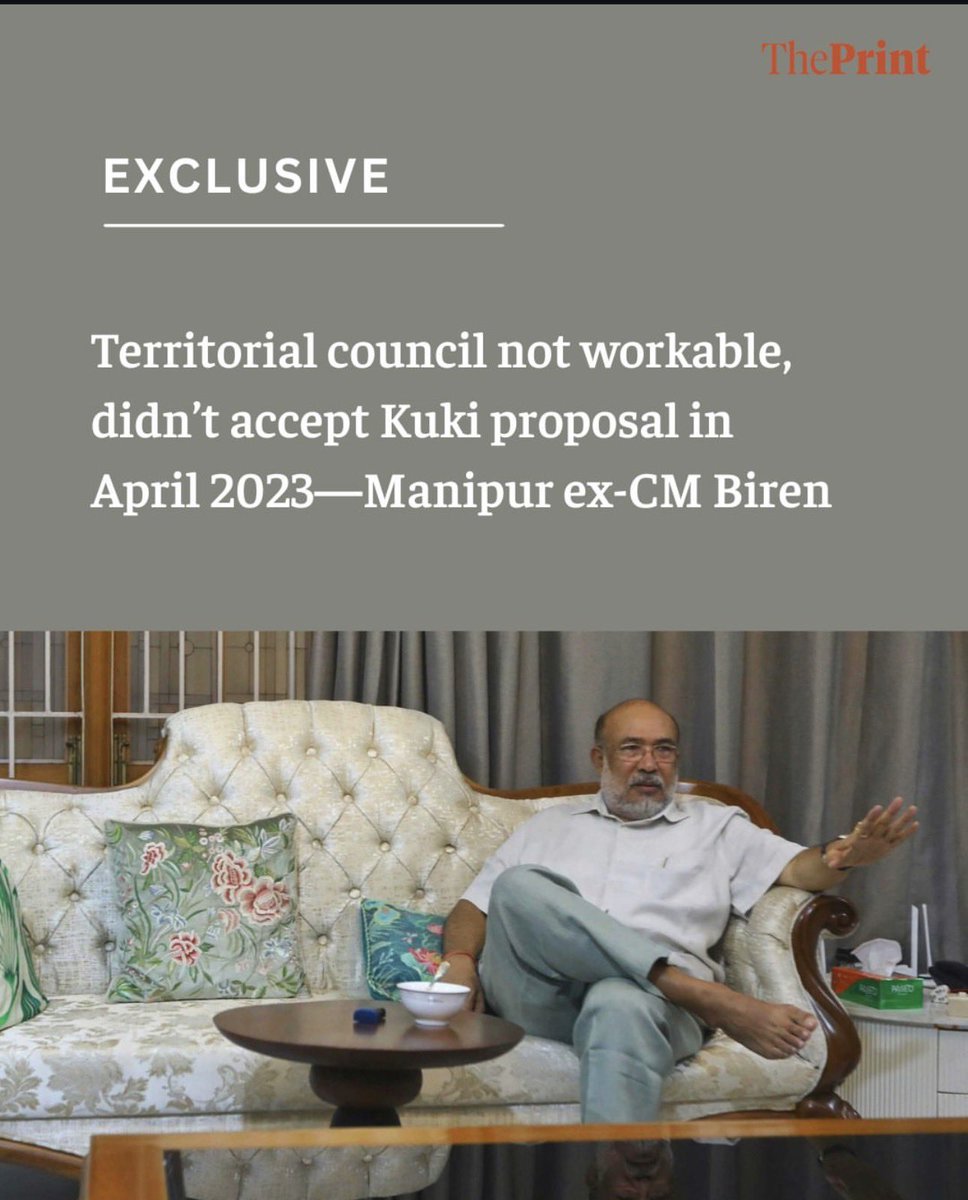 minkukizo's tweet photo. Meitei fascist leader and former Chief Minister of Manipur confirms that he initiated the state-sponsored ethnic cleansing of Kukis in 2023 to prevent the Government of India from reaching a political settlement with Kukis that would have resulted in the creation of a separate territorial council for Kukis in Manipur.

@HMOIndia @PMOIndia @UNHumanRights @USAmbIndia @EUAmbIndia @India_NHRC @volker_turk @svensimon @AIIndia @UNGeneva