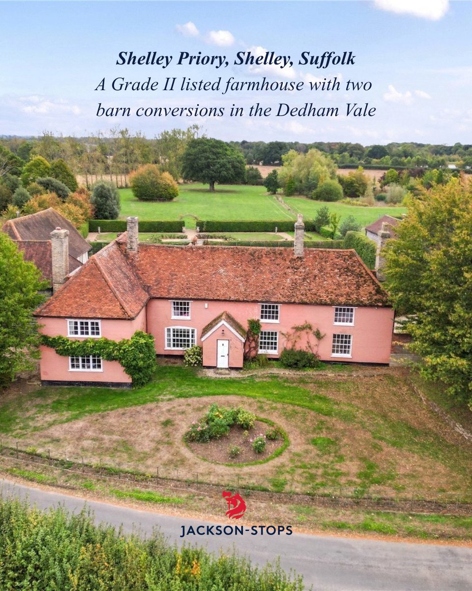 JacksonStops's tweet photo. Shelley Priory, Suffolk. A Grade II listed farmhouse in the Dedham Vale with two barn conversions, a courtyard pool and about 6.5 acres. Guide price £1,750,000

https://t.co/wBW39DzX3c

#jacksonstops #suffolk https://t.co/J1APNyZEnt