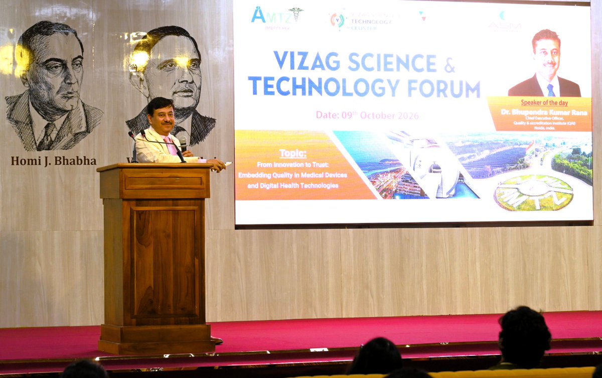 kcc_events's tweet photo. From breakthrough ideas to trusted healthcare solutions.
Today's Vizag Science &amp; Technology Forum at #Omega, @kcc_events  featured Dr. Bhupendra Kumar Rana, CEO, QAl, discussing how quality and accreditation are essential to advancing medical devices and digital health.

#AMTZ https://t.co/IdOdLljBYg