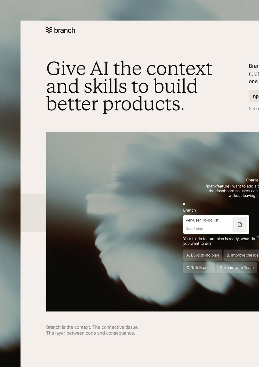 studiobakers's tweet photo. landing page for branch https://t.co/WFijK1cgBO