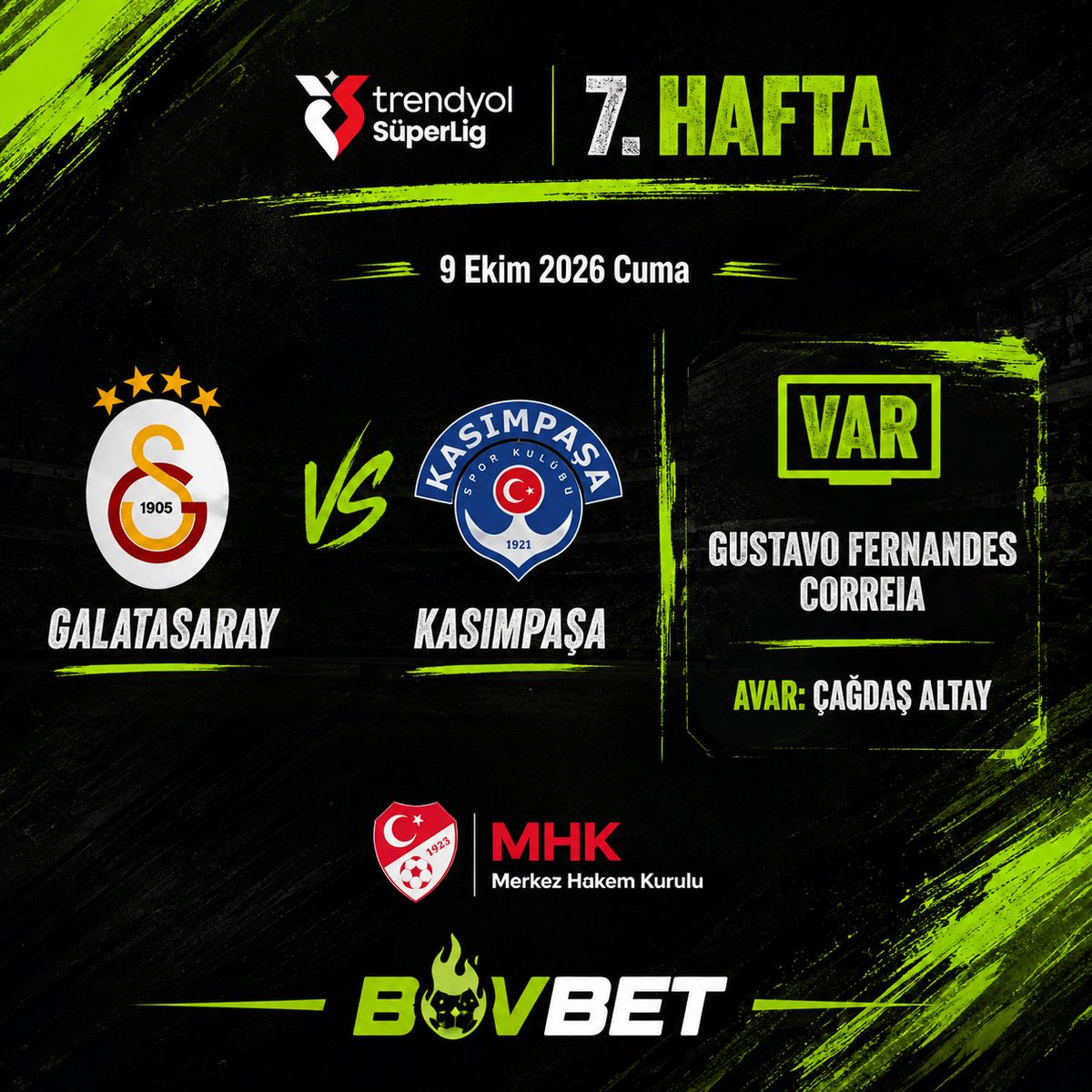 Bovbet_Offical's tweet photo. ⚽️ Galatasaray-Kasımpaşa maçının VAR hakemi Gustavo Fernandes Correia oldu. https://t.co/XEgaPthyrv