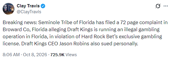 quantimeseries's tweet photo. @ClayTravis Is this accurate?  $DKNG  Hard Rock Bet getting litigious. https://t.co/xY7DKomBMI