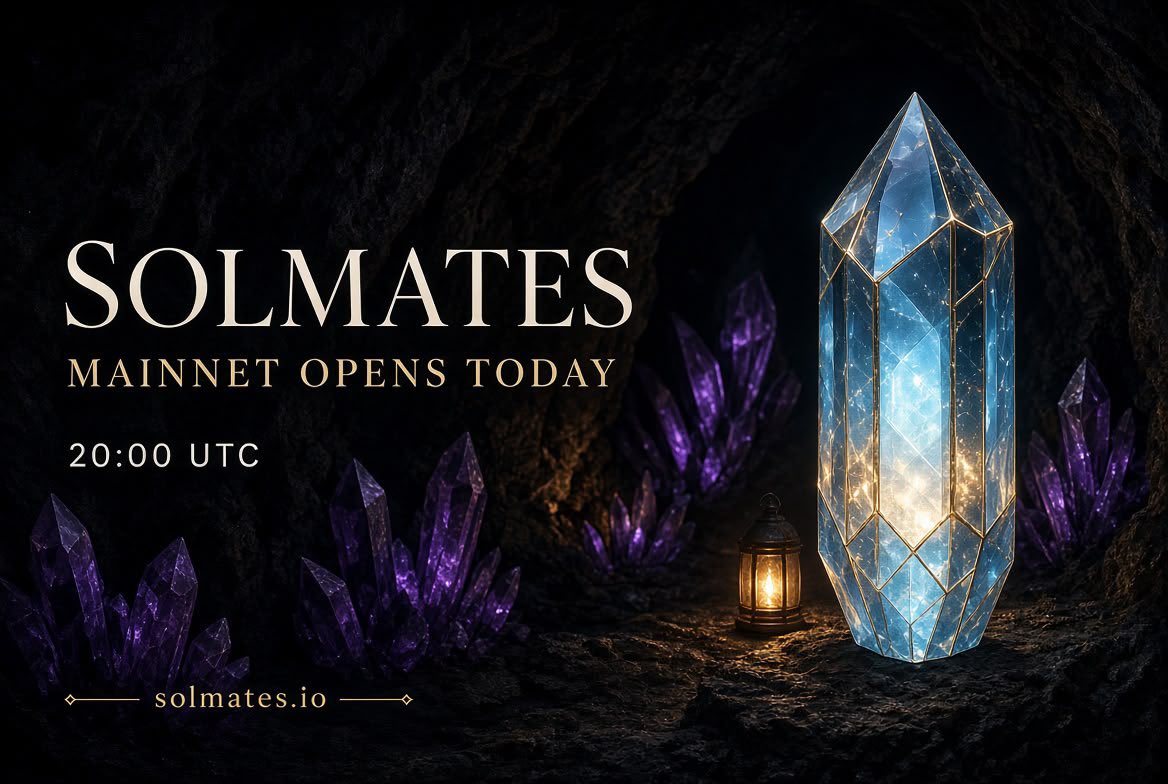 Samuel_Ebenz's tweet photo. Solmates @Solmatesio mainnet goes live today at 20:00 UTC

This is not a token sale. Souls are not sold or pre-minted, and there’s no team allocation. Supply starts at zero.

For the first 21 days, each awake crystal has a mining floor of 4 Souls per day. After Genesis, it drops to 2 Souls. 

Shards cost $0.52 and can be crafted with SOL, USDC, or ORE. You can use them to summon companions and bond them to soul crystals to boost mining rates.

The Shard Shack opens after Genesis, with Relics coming afterward. 

Physical redemption is planned for early 2027.

Mainnet is here. Genesis is about to begin. Time to see what the Solmates community builds with it. 

Stay positioned and be part of something great today !