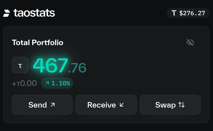 LordRagnarao's tweet photo. Don’t worry so much about the price of bittensor:native.

Worry about how much bittensor:native  you own.

I used this dip to swap another chunk of my $BTC for 50+ bittensor:native, bringing me close to 500.

I don’t have a specific target in mind. But as long as the market gives me opportunities to stack more bittensor:native, I’ll take them.

Accumulate first. Let time do its thing ⚔️