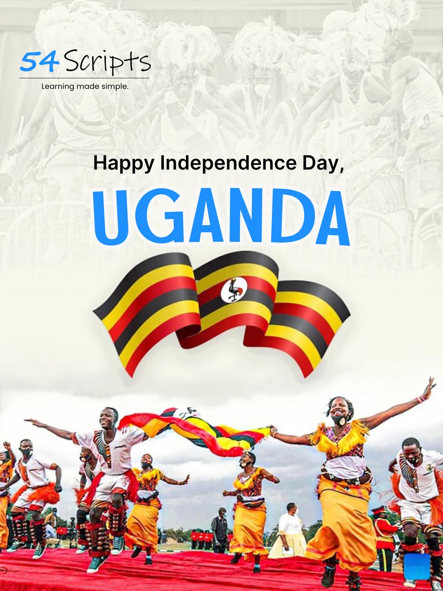 54ScriptsUg's tweet photo. Celebrating the rich heritage, resilience, and bright future of the Pearl of Africa. Happy Independence Day, Uganda! ๐บ๐ฌโจ
#UgandaAt64 #UgandaIndependenceDay #PearlOfAfrica #54Scripts #EdTechAfrica https://t.co/M9gRC06bIx