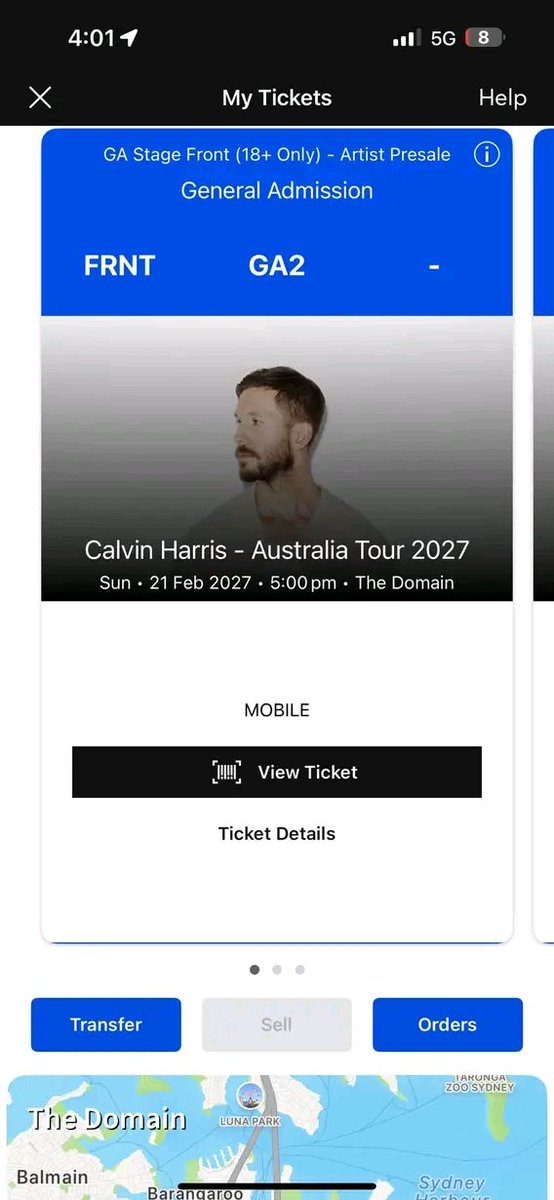 hitomi_jp_Ti's tweet photo. Hi all!

I’m selling 1x Calvin Harris ticket GA stage front ticket. This is for the 21st Feb 2027 in Sydney. One of our friends isn’t wanting to attend anymore. Selling for $270 if anyone is interested ! https://t.co/DbyZV8D81s