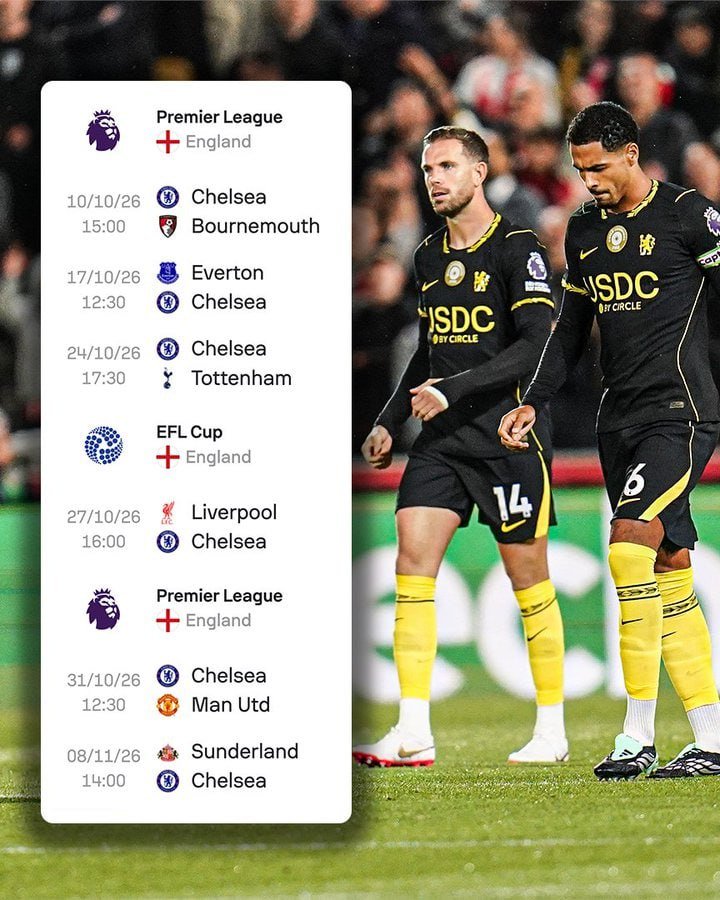 WALEOLAIBK's tweet photo. ༺🔥 𝗖𝗛𝗘𝗟𝗦𝗘𝗔’𝗦 𝗙𝗜𝗫𝗧𝗨𝗥𝗘𝗦 𝗔𝗥𝗘 𝗕𝗔𝗖𝗞! 🔥༻
⚽️🔵 The international break is OVER! 😮💨
Chelsea are back in action this weekend as they prepare to face Bournemouth, with a busy run of fixtures ahead for the Blues. 💙🔥
#Chelsea #CFC #StamfordBridge #Cobham #viral https://t.co/6qny1M9U9j