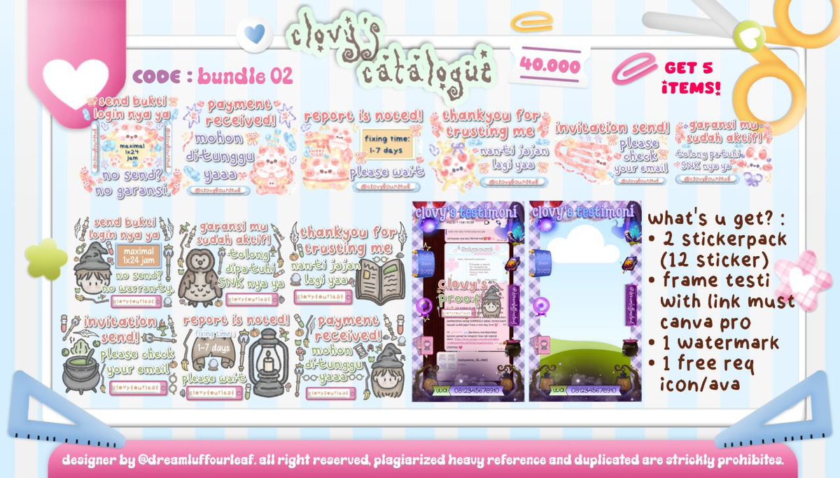 clovyfourleaf's tweet photo. ˚ﾉꕮ .. HELP RT, thankyou! 🍧 ⋆.ᐟ

🧁𓈒 ݁𖦹  hai aku bawa 𝐜𝐥𝐞𝐚𝐫𝐚𝐧𝐜𝐞 𝐬𝐚𝐥𝐞 𝐛𝐮𝐧𝐝𝐥𝐞 40k get 4 items and 1 free req icons ava?! total 5 items!!! scroll for more and TNC ᘏ⑅ᘏ 🍹

#zonauang https://t.co/wInIcYHgie