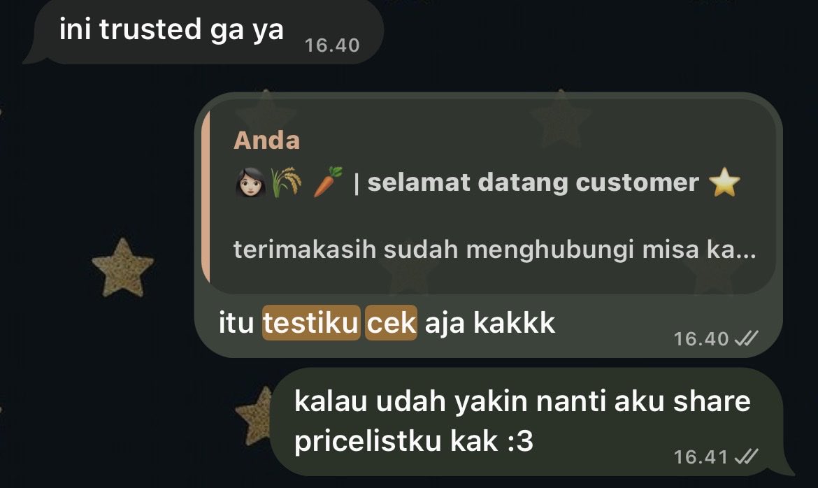 tagmbah's tweet photo. “tapi kamu trusted kan kak?”

ga perlu marah-marah, ga perlu kalian merasa tersinggung. customer kalian itu bisa jadi dahulu dia korban penipuan, dan bukankah itu saatnya kalian pamerin testi kalian yang udah kalian edit sudah payah itu 🤙🏻 atau, lampirkan ss orderan hari itu. https://t.co/vYaOWDOH3g