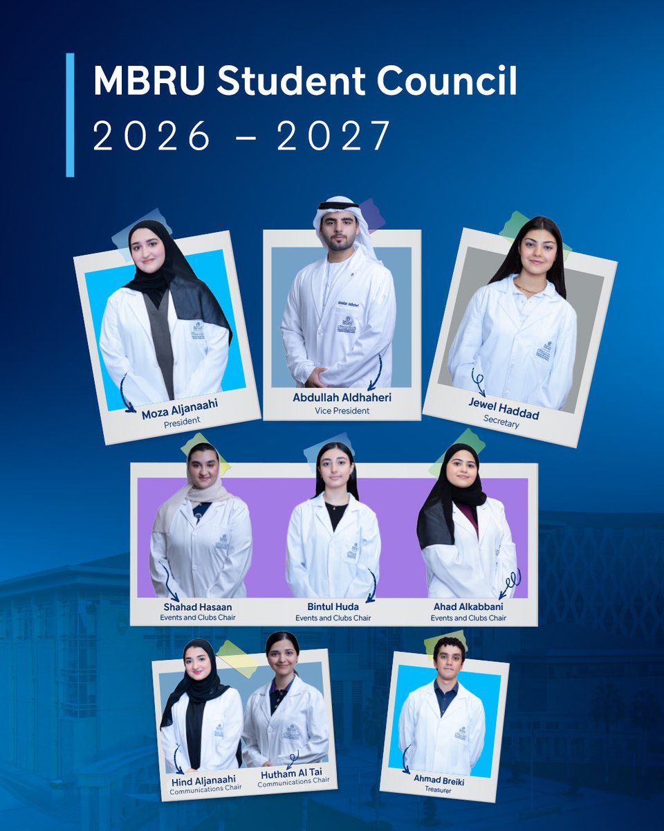 MBRUniversity's tweet photo. Meet the 2026-2027 MBRU Student Council 🩵 https://t.co/qLh5V1SuVZ