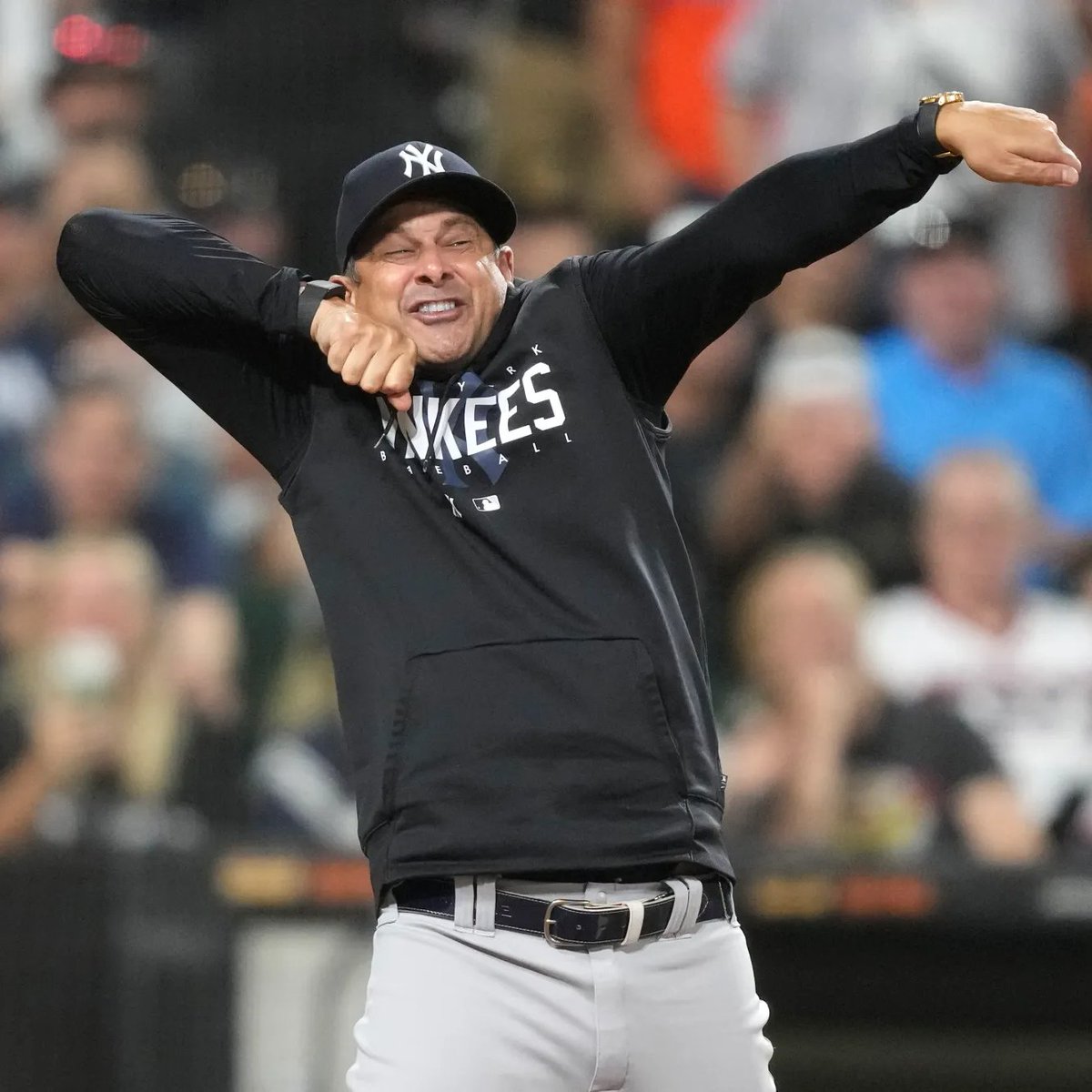KalshiBSB's tweet photo. Aaron Boone is the first manager in Yankees history with a losing record in the postseason (27-30) 

(H/T @BaseballQuotes1) https://t.co/oRtSvFaMcU