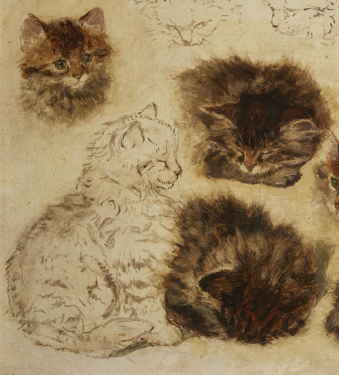 archaeologyart's tweet photo. Henriëtte Ronner-Knip (Dutch–Belgian, 1821–1909), "Study of Eleven Cats" (details), 1904 https://t.co/6VN7gWO978