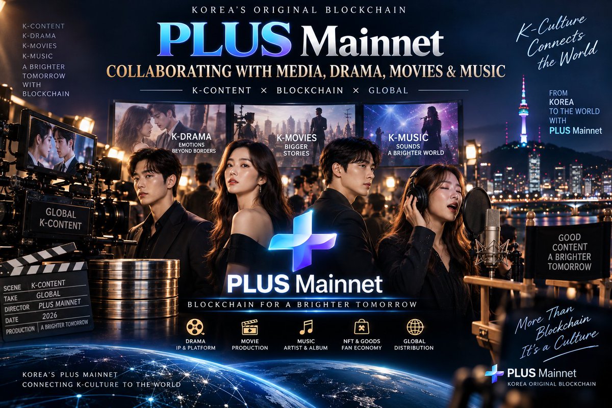 plus_main_net's tweet photo. 🇰🇷🌍 PLUS MAINNET | K-Culture Meets Blockchain

Born in Korea. Connecting Culture to the World.

🚀 PLUS Mainnet is building a vision where Korea's globally recognized entertainment industry meets next-generation Layer 1 blockchain technology.

From K-Dramas and K-Movies to K-Pop and digital entertainment, PLUS Mainnet aims to connect creative content with the expanding Web3 economy.

🎬 K-DRAMA & K-MOVIES
Exploring blockchain-powered opportunities for content creation, intellectual property (IP), production, and global distribution.

🎵 K-MUSIC & ENTERTAINMENT
Envisioning new ways for artists, creators, and global fans to connect through digital platforms and Web3 technology.

💎 NFTs & DIGITAL ASSETS
Exploring digital ownership, collectibles, and new forms of fan engagement.

🌐 GLOBAL K-CONTENT ECOSYSTEM
Connecting Korean creativity with international audiences through blockchain-based infrastructure.

PLUS Mainnet believes blockchain is more than financial technology. It can become a bridge connecting culture, creativity, entertainment, and people worldwide.

✨ K-Culture Connects the World.
🇰🇷 Korean Innovation. 🌍 Global Vision.

PLUS MAINNET — More Than Blockchain. It's a Culture

🇰🇷🌍 PLUS MAINNET | K-컬처와 블록체인의 만남

대한민국에서 탄생하여 한국의 문화를 세계로 연결합니다.

🚀 PLUS Mainnet은 대한민국의 글로벌 문화 콘텐츠 산업과 차세대 Layer 1 블록체인 기술을 결합하여 새로운 Web3 문화 생태계를 구축하는 것을 목표로 합니다.

전 세계적으로 사랑받는 K-드라마, K-영화, K-POP, 엔터테인먼트 콘텐츠에 블록체인 기술을 접목하여 새로운 디지털 경제의 가능성을 열어가고자 합니다.

🎬 K-드라마 & K-영화
드라마와 영화의 지식재산권(IP), 콘텐츠 제작, 글로벌 유통에 블록체인 기술을 활용하는 새로운 사업 모델을 모색합니다.

🎵 K-음악 & 엔터테인먼트
아티스트와 콘텐츠 제작자, 글로벌 팬들이 Web3 기반의 디지털 플랫폼을 통해 더욱 긴밀하게 연결되는 생태계를 지향합니다.

💎 NFT & 디지털 자산
콘텐츠의 디지털 소유권, 수집형 디지털 상품, 팬 참여형 경제 모델 등 새로운 활용 가능성을 확대합니다.

🌐 글로벌 K-콘텐츠 생태계
대한민국의 우수한 문화 콘텐츠와 글로벌 이용자를 연결하고, 블록체인 기반의 새로운 콘텐츠 유통 및 비즈니스 환경을 만들어갑니다.

PLUS Mainnet이 추구하는 블록체인은 단순한 금융 기술에 머물지 않습니다.

문화와 기술, 창작자와 팬, 대한민국과 세계를 연결하는 글로벌 디지털 인프라를 지향합니다.

✨ 한국의 문화가 세계를 연결합니다.

🇰🇷 한국의 혁신, 🌍 글로벌 비전.

PLUS MAINNET — 블록체인을 넘어, 하나의 문화로.

🔗 https://t.co/yJE4AW62qk

#PLUSMainnet #블록체인 #K컬처 #K드라마 #KPOP #Web3 #엔터테인먼트

🔗 https://t.co/yJE4AW62qk

#PLUSMainnet #KCulture #KDrama #KMovies #KPop #Blockchain #Web3 #Layer1 #Entertainment #Korea