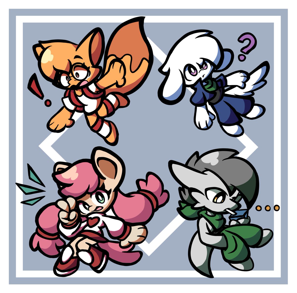 Garulius's tweet photo. I've come up with these 4 characters recently
Might still need to touch up their designs a bit though
#furry #furryart #OC https://t.co/CiNg9EsfeT