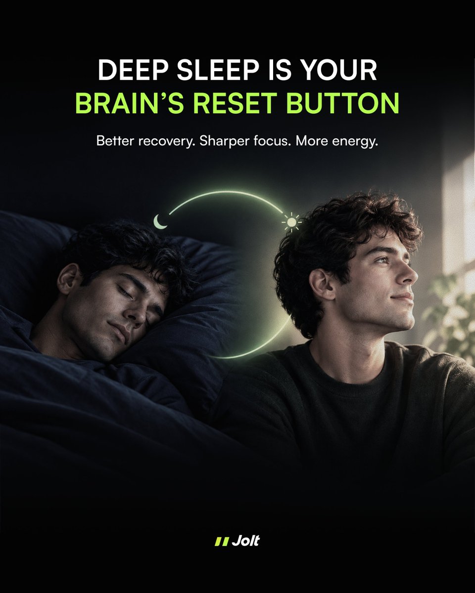 thejoltapp's tweet photo. It's not how long you sleep, it's how deeply. 
Deep sleep restores energy, boosts immunity, and sharpens memory.

Read more: https://t.co/KkopF7WQqP https://t.co/AOZrCJeh6y
