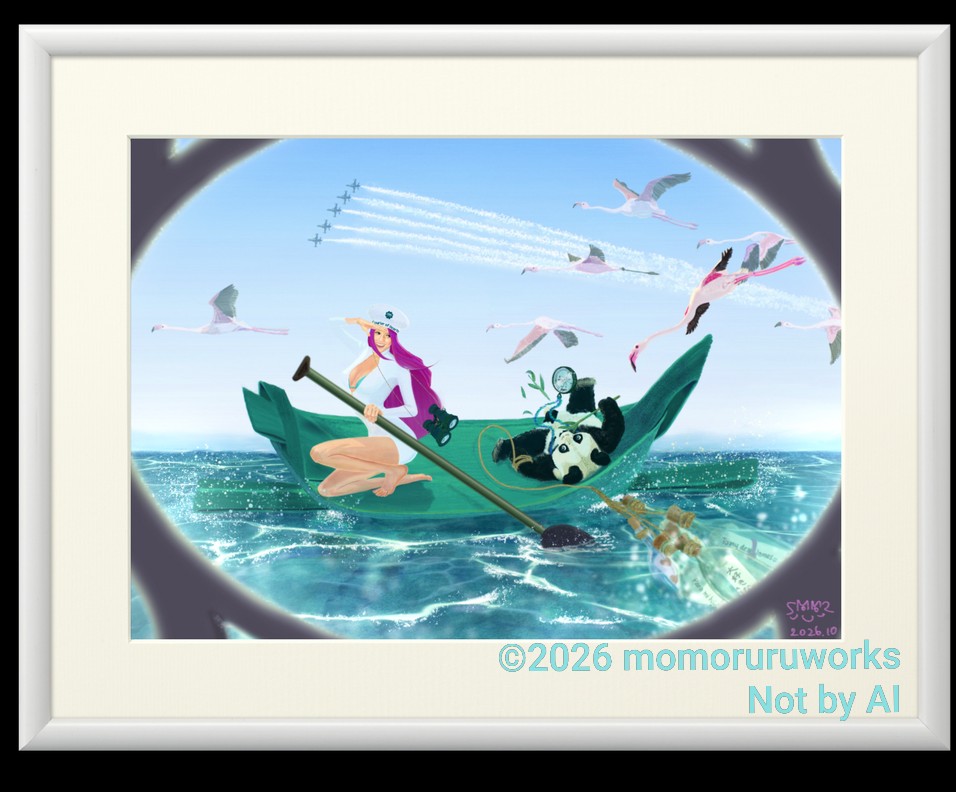 MomoRuruWorks2's tweet photo. 新作が完成しました🙌

『笹舟のエンジェル』
Bamboo Leaf Boat Angel 
🎨digital, 2026.10

もう少しきれいな画像は
Xfolio momoruruworks に
近日中にアップします😊

#illustration
#イラスト https://t.co/g9gfa87D4e