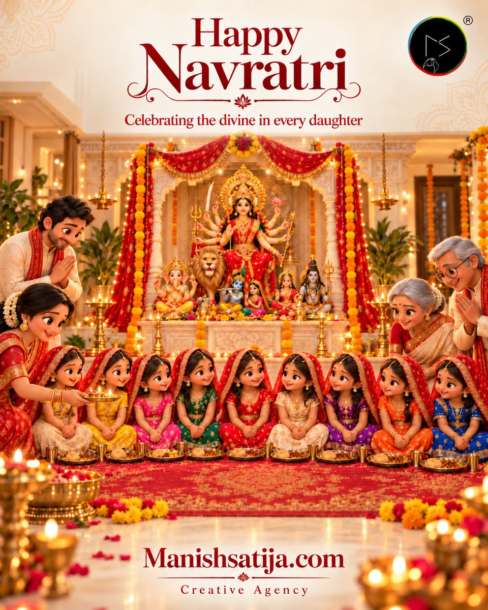mani_satija's tweet photo. Happy Navratri from https://t.co/zoc1mENjaV | Creative Agency. 🪔
#ManishSatija #CreativeAgency #HappyNavratri #Navratri2026 #KanyaPujan #KanjakPujan #MaaSheraWali #JaiMataDi #DivineBlessings #CelebrateEveryDaughter #IndianFestivals #FestiveSeason #FestiveVibes https://t.co/s1vMqqD41C