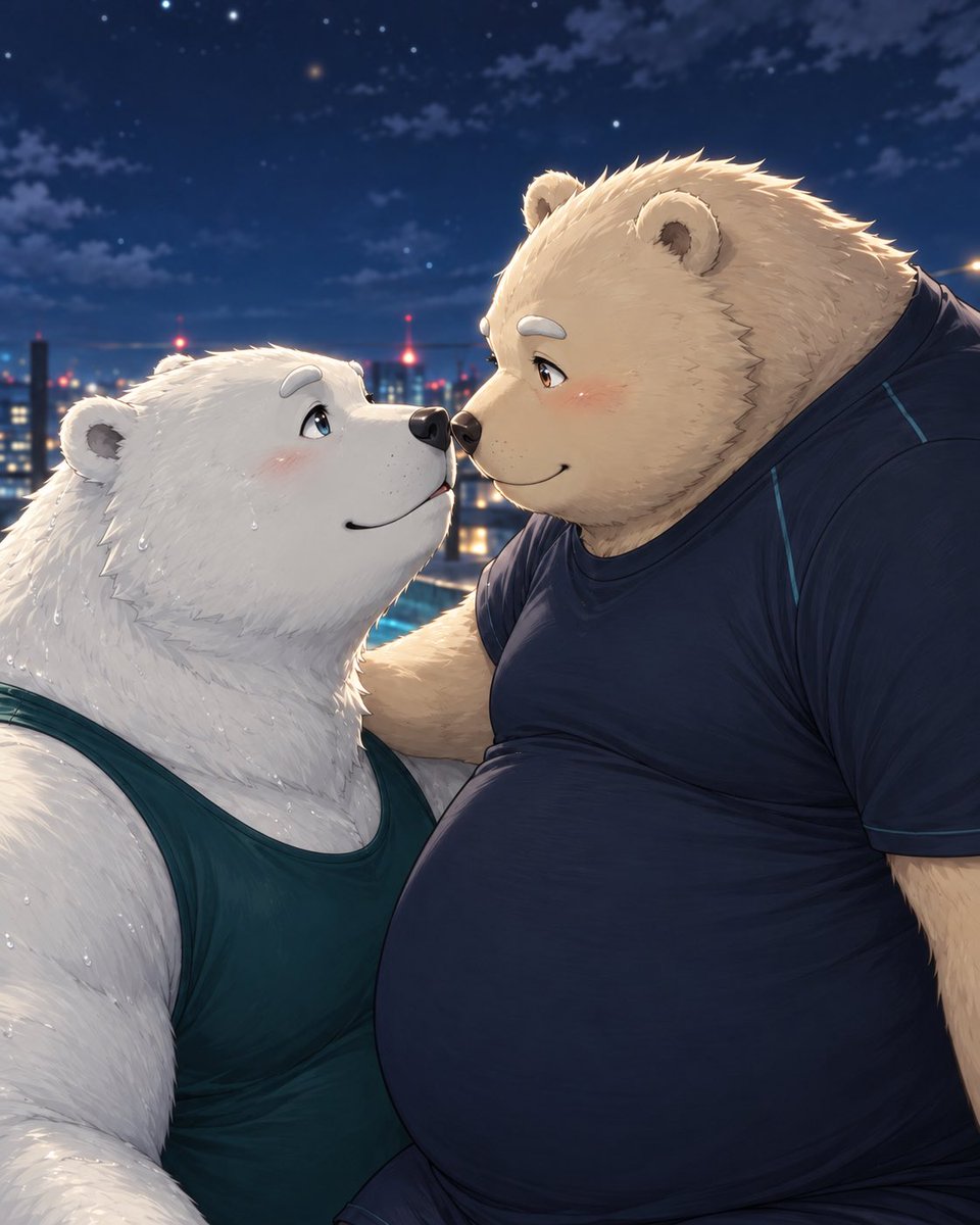 KumaDaDa2025's tweet photo. まあるいお腹に、あふれる大好き！

そっと寄り添って、
今夜のクマダダは、いつもより甘えんぼ。
🐻‍❄️💕🐻

#kumadada #熊達達 #デブケモ #ケモノ https://t.co/ZqgPDlbJrr