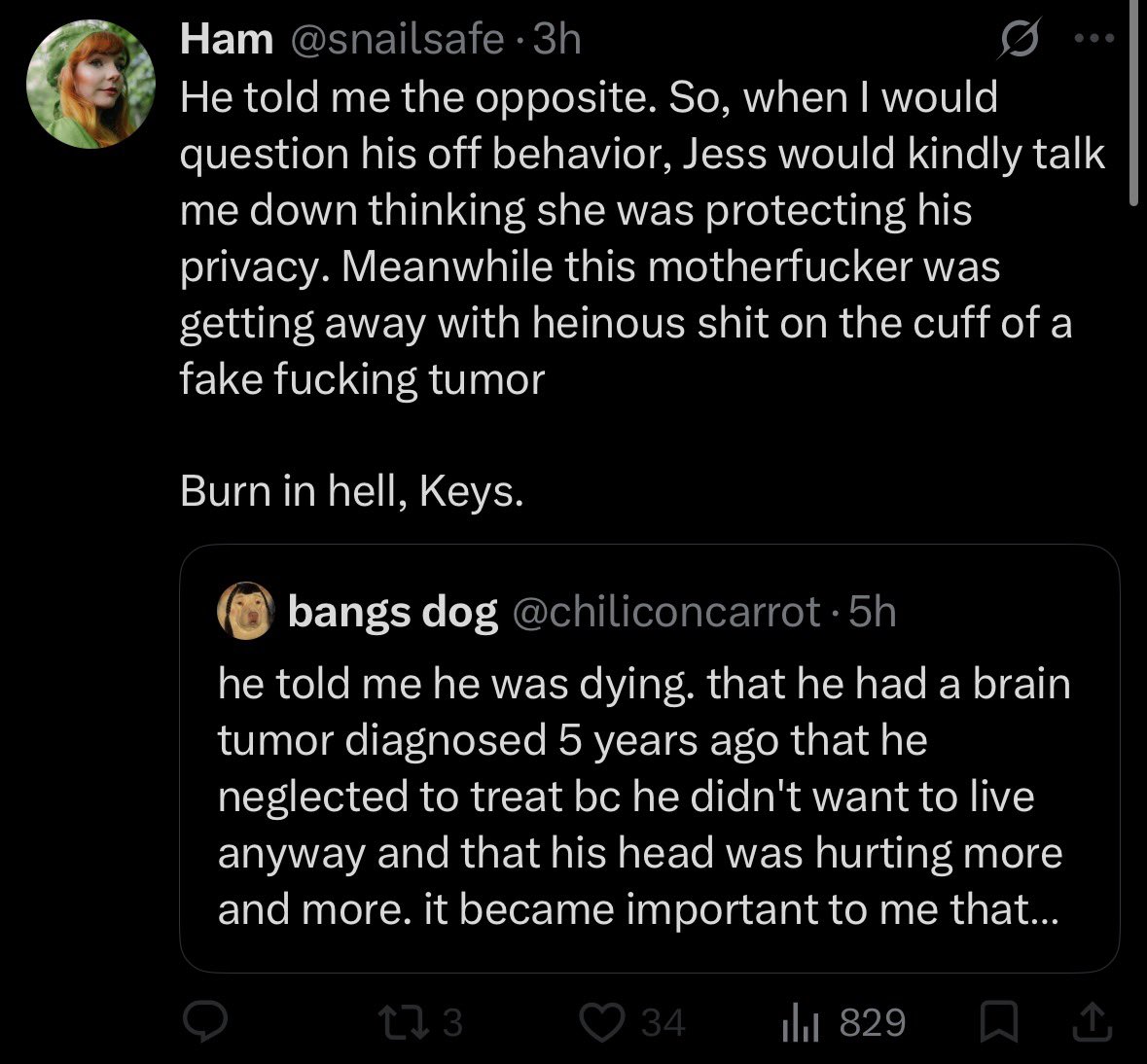 how_do_i_pdf's tweet photo. Yeah he also told people he had a daughter that died and that his ex had miscarriage and that every day was his birthday. He had it in his bio that he was a liar. He’s gone by a fake name for who knows how long irl. Sorry, T-dawg. We gotcha https://t.co/COCUnu6d2E