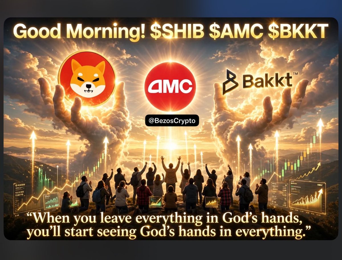 BezosCrypto's tweet photo. Good Morning #SHIBARMY #AMCapes #BKKTarmy ‼️
$SHIB $AMC $BKKT
When you leave everything in God’s hands,
you’ll start seeing God’s hands in everything.
11:11 🧿
It’s Done ✅
Amen 🙏 https://t.co/KLCP4y1bkJ