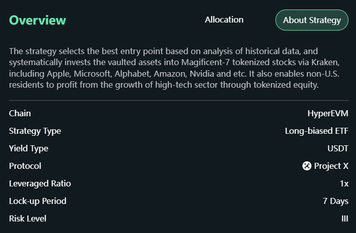 hyperfolio_io's tweet photo. While exploring Hyperfolio, we highly advise you to scan through the strategy's description, which can be found by clicking into any of the vaults. 

Unlike yield aggregators, some of the strategies on Hyperfolio are in fact "active investment", meaning your position is still exposed to volatility risks. Understanding this is very important especially for those who are currently using our Magnificent-7 RWA strategy.