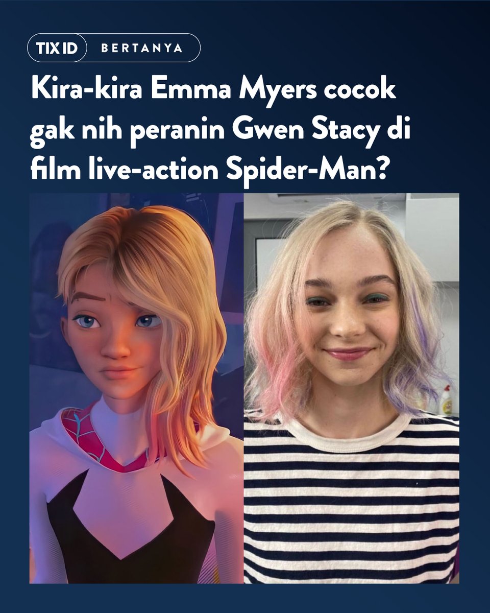 tix_id's tweet photo. Gimana nih menurut kamu, cocok gak Emma Myers jadi Gwen Stacy? π·οΈ
#TIXID #EmmaMyers #GwenStacy #SpiderMan https://t.co/4XDEtO8WII