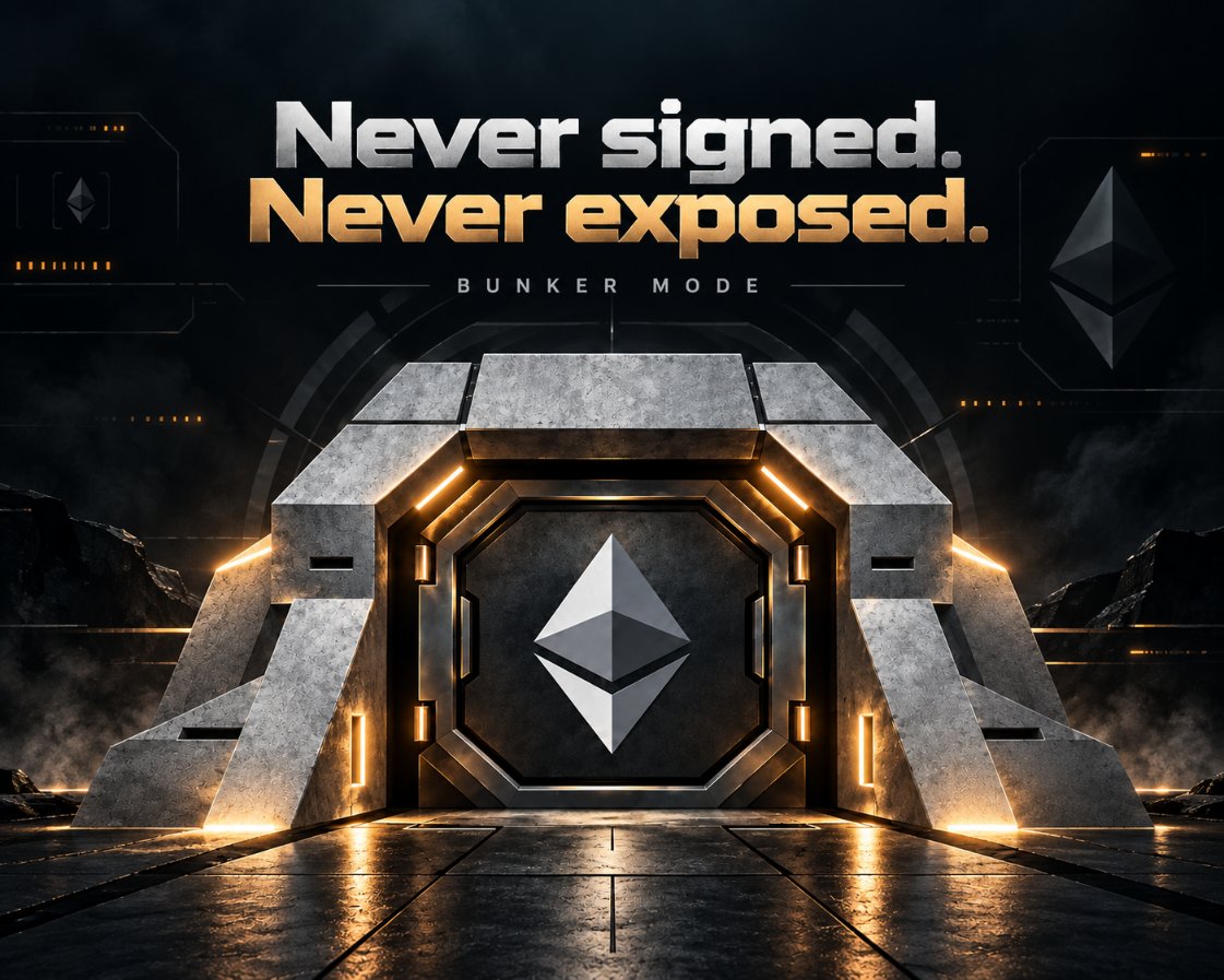 BunkerModeLol's tweet photo. Drake said calmly plan for bunker mode.

Crypto heard "BUNKER MODE" and forgot the calmly part.

Never signed. Never exposed.
The key stays hidden. The meme doesn't. 🔐
Welcome to Bunker Mode ($BUNKER) on Ethereum.

#BUNKER #ETH https://t.co/Puima2jkE9