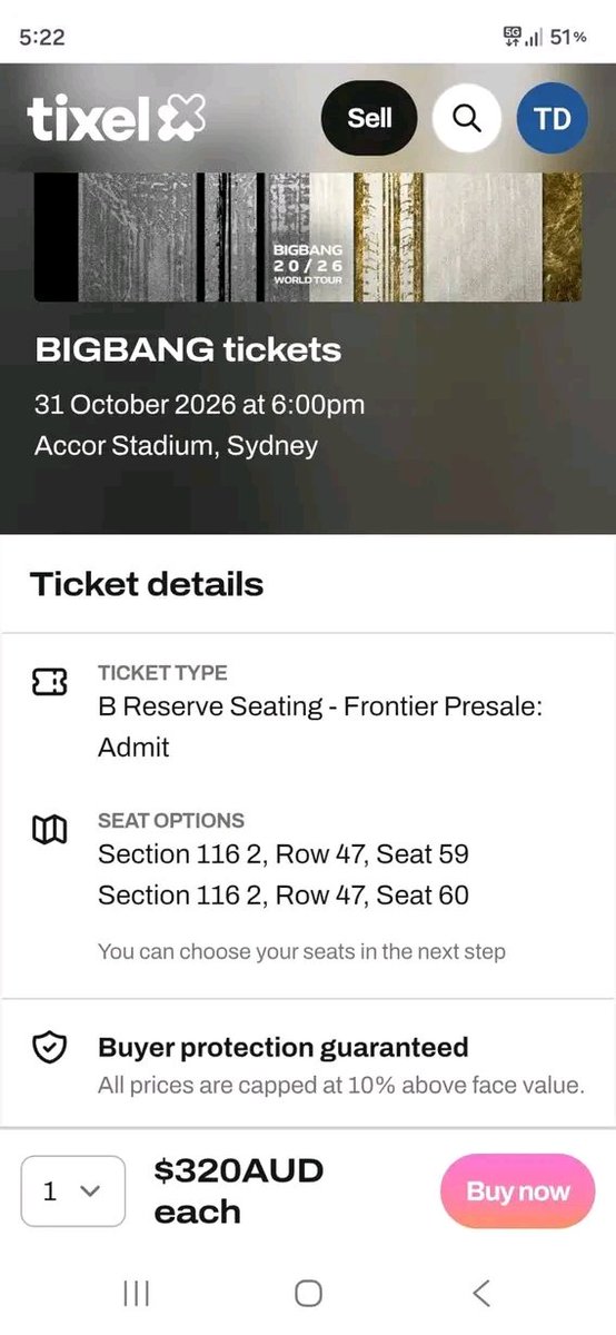 hitomi_jp_Ti's tweet photo. mình pass 3 vé Bigbang B reserve do dư ạ. Pass giá gốc
3x B Reserve seatings
Section 116, row 47 seats 59,60 and 61

$300 each
Negotiable if buying all 3 https://t.co/gdn9fiW9mU